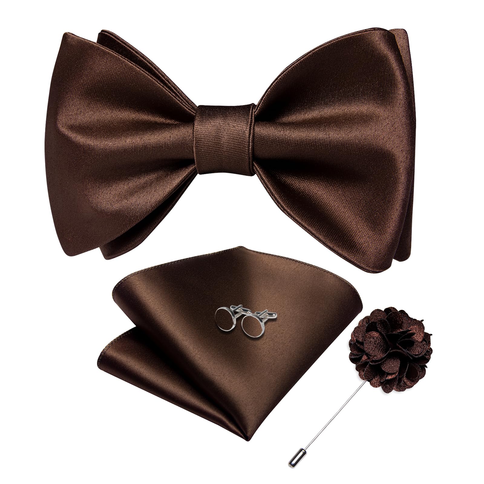 DiBanGu Satin Bow tie Self-Tied Bowtie Set for Men Wedding Prom