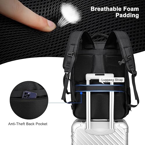 Vista 7 de BIKROD Mochila de viaje para mujer, mochila de transporte extra grande aprobada para vuelos de 45 L, mochila resistente para hombres de negocios