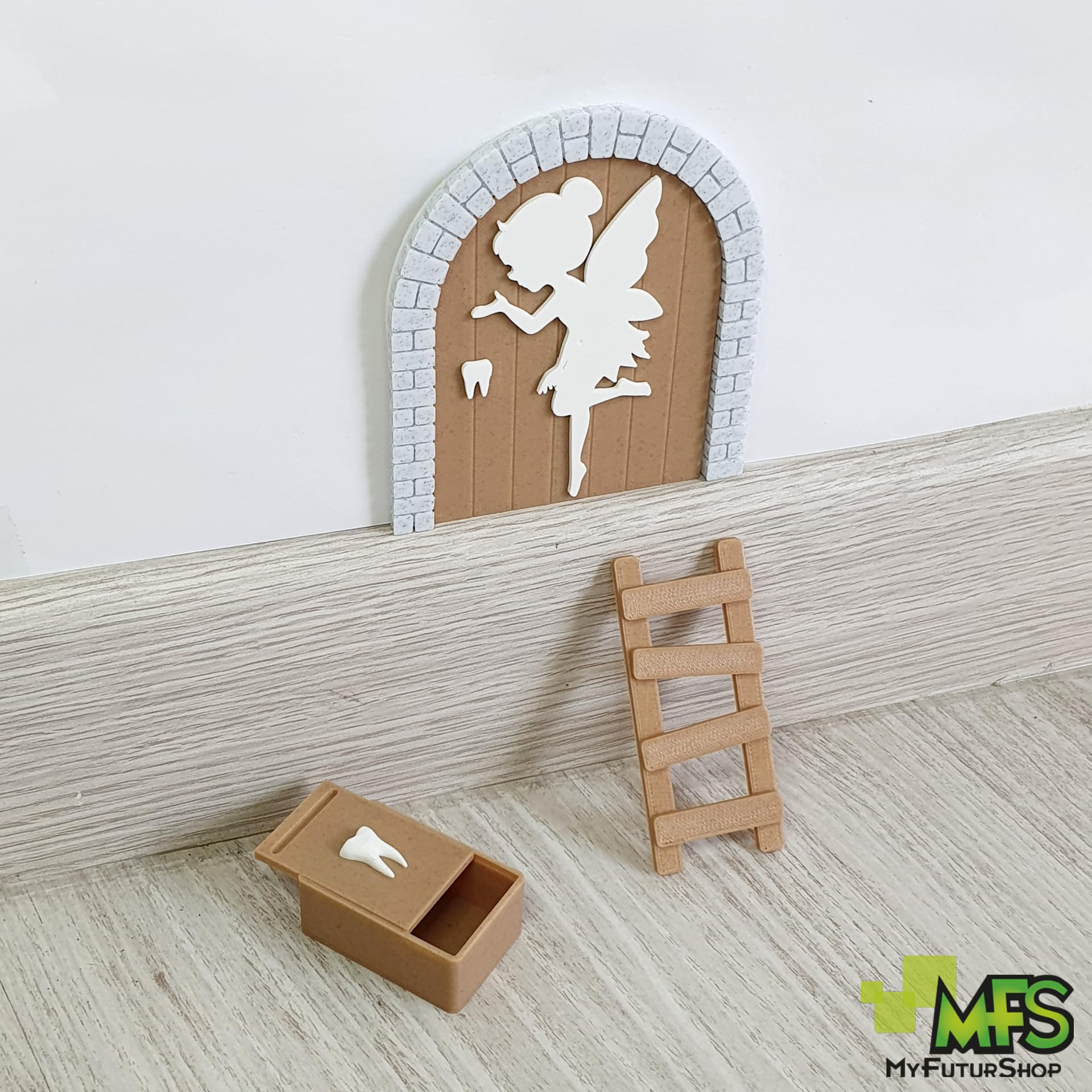 Myfuturshop® Tooth Fairy Magic Door, Tooth Box, Ladder and 4 Clean Tooth Certificates, French Version - Image 2
