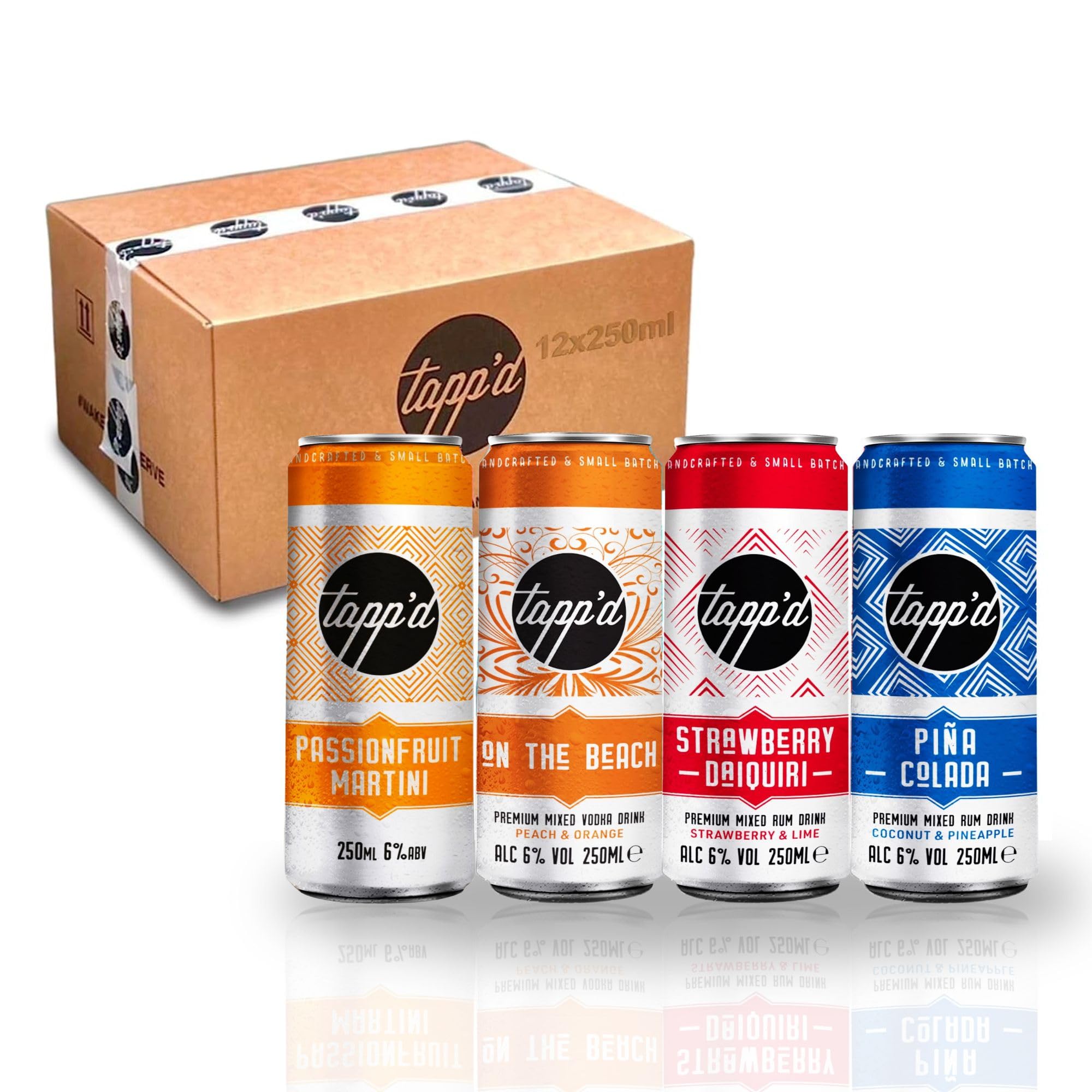 Premium Mixed Can Case - Ready To Drink Cocktails Mixed Selection Box 6% ABV - Carbonated Canned Drinks Made with Real Fruit and Vodka (12 x 250ml Pack)