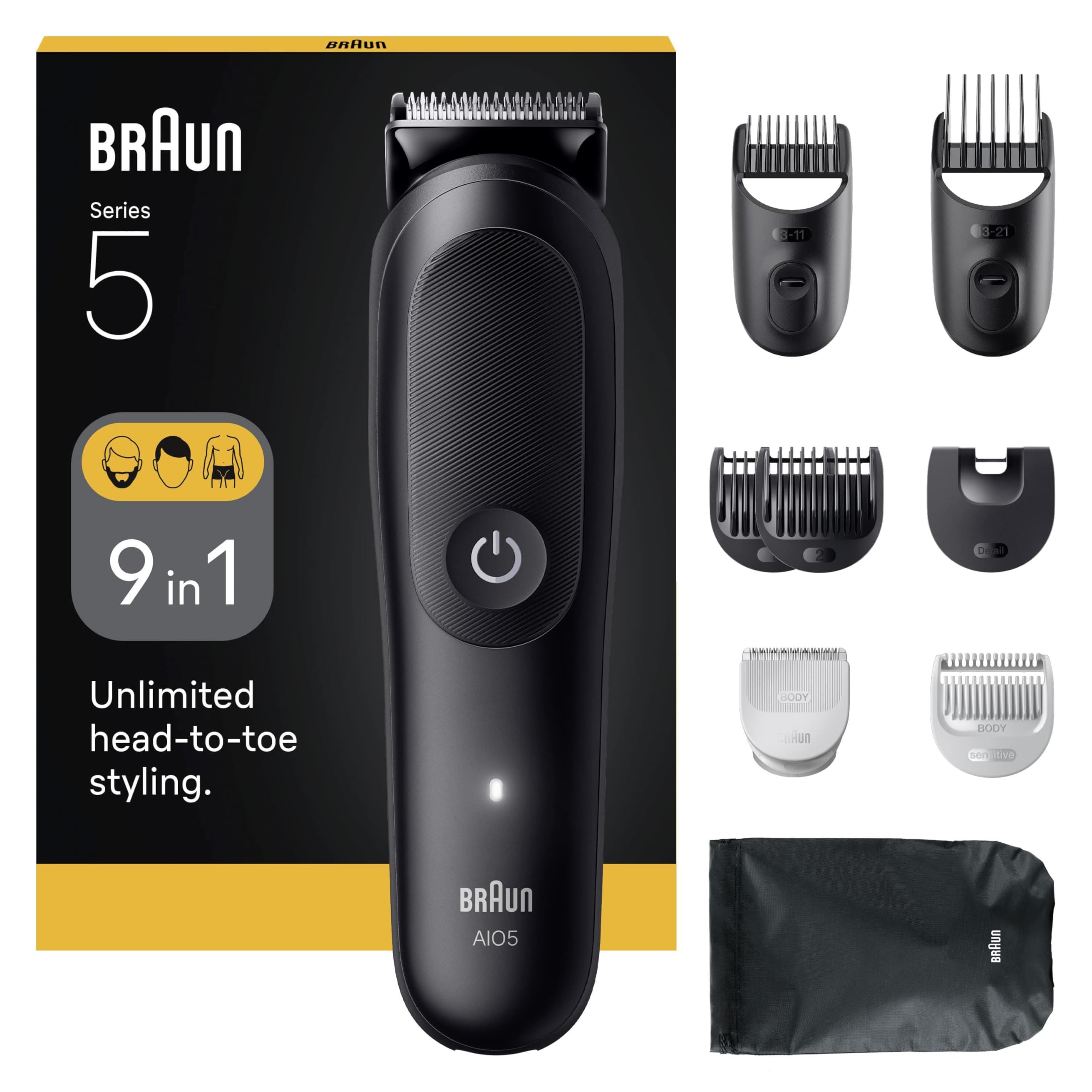 Braun Hepsi Bir Arada Series 5, 9’u 1 arada Tıraş Kiti, Keskin Bıçak, Vücut Tıraşı AIO5540