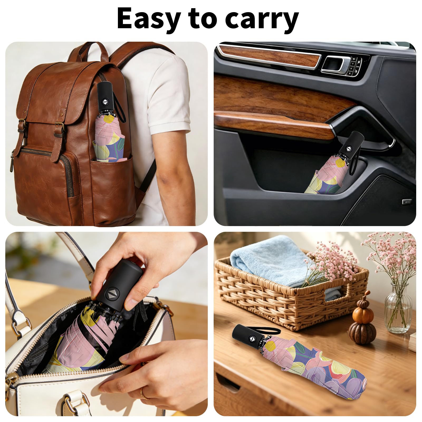 MAYJOYDIY Paraguas plegable automático portátil de viaje de 107 cm, paraguas de cierre automático para uso diario, viajes, actividades al aire libre