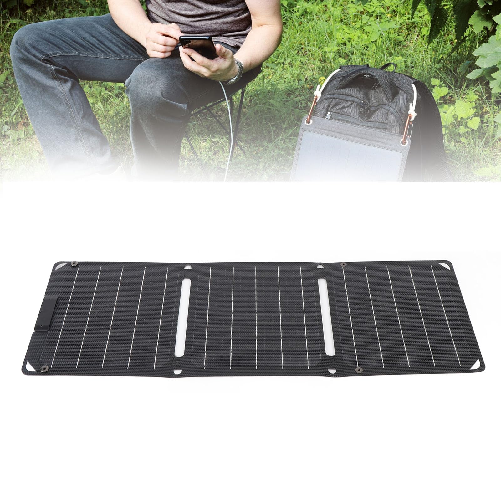 Cryfokt Caricatore Monocristallino Portatile Compatto con Pannello Solare da 30 W per Laptop, Tablet, Telefoni, Viaggi All'aperto