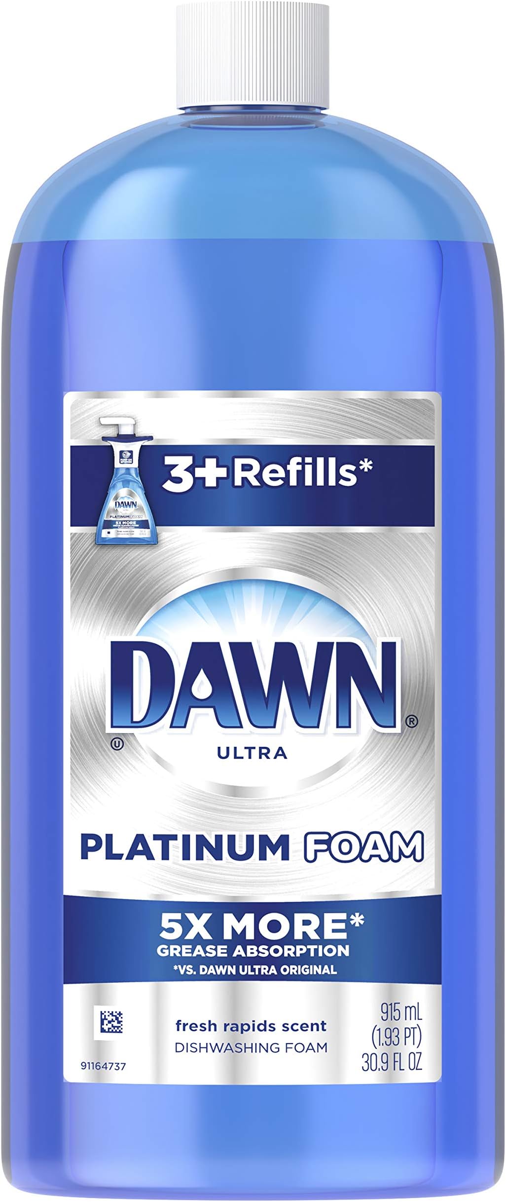 Dawn Ultra Platinum Foam Dishwashing Foam, Fresh Rapids Scent, 30.9 fl oz (Packaging May Vary)