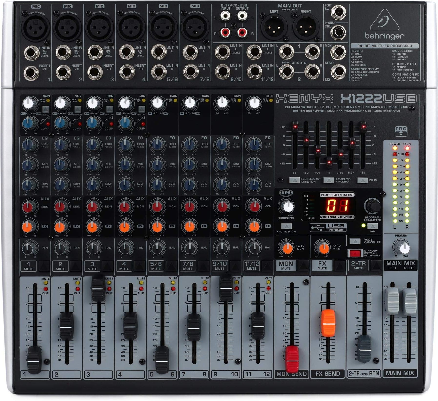Behringer Xenyx X1622USB Premium 16Input 2/2Bus Mixer with USB/Audio