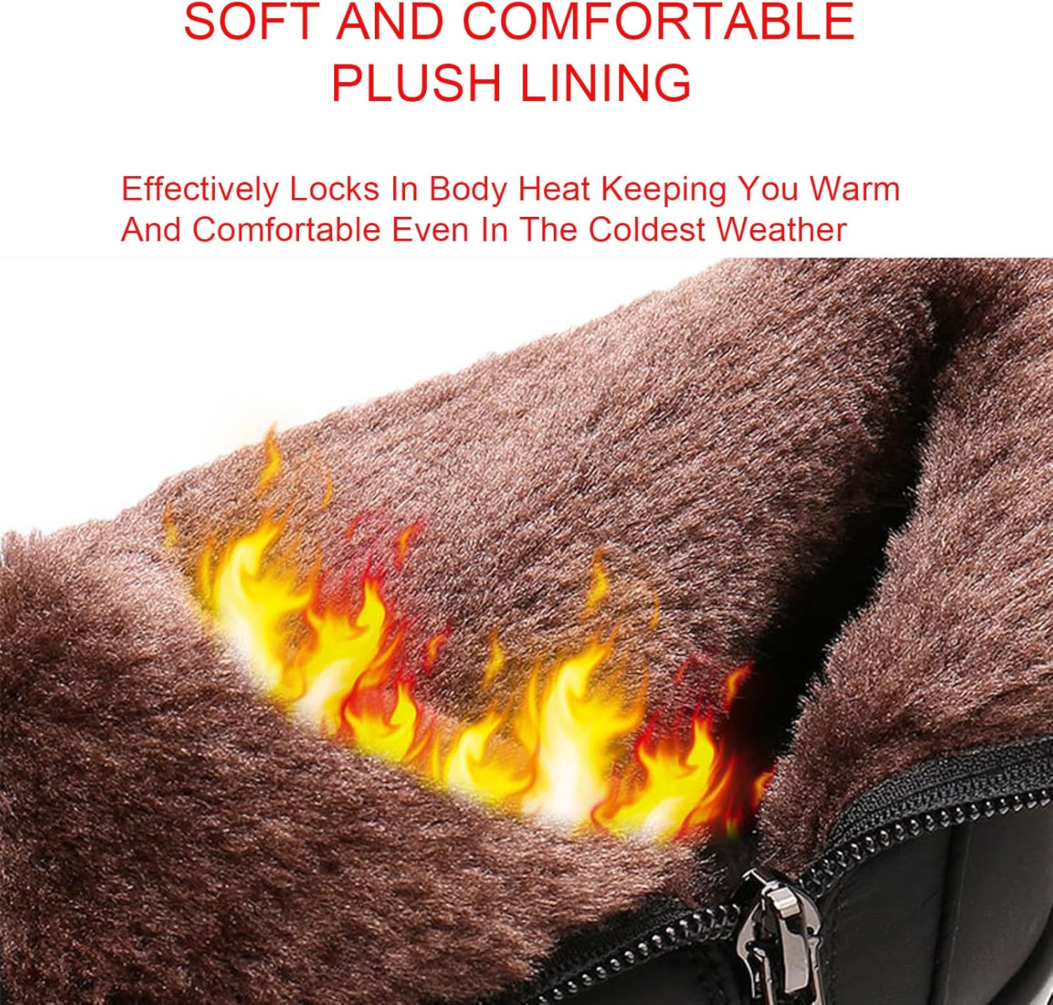 Women'S Winter Snow Boots Waterproof Lightweight Warm Fur Lined Mid Calf Booties Comfortable Outdoor Anti Slip Side Zipper Walking Winter Shoes