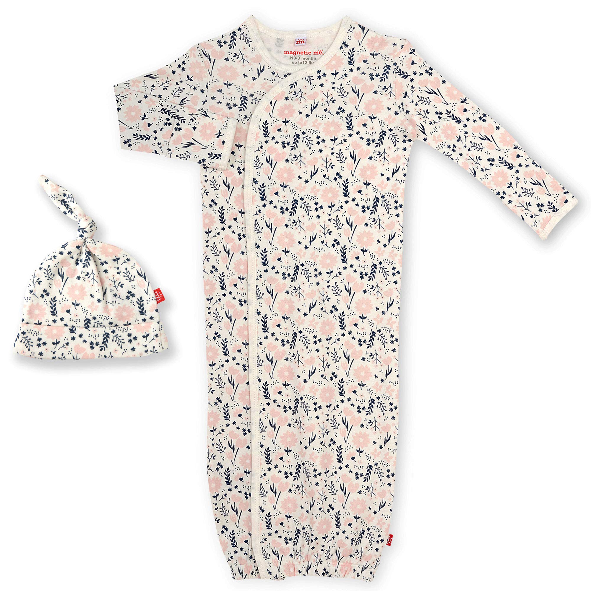 Magnetic Me Organic Cotton Newborn Sleeper Gown &amp; Hat Set | Super Soft Organic Cotton Fabric Sleep Sack
