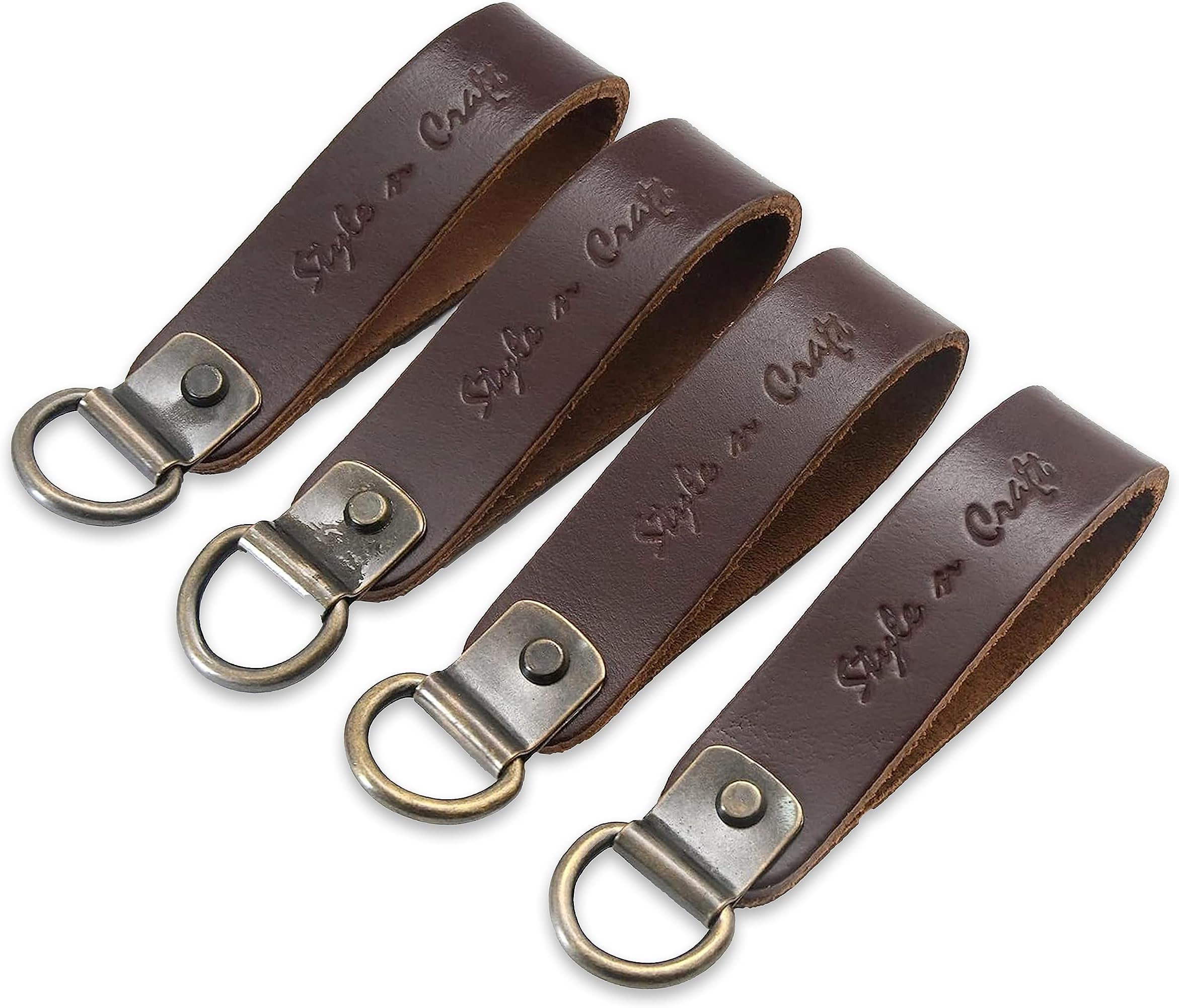 Style N CraftRegular Size 98200 D-Ring Loops for Suspender Attachment (4 Piece Set), Fit 3-Inch Wide Belt, Dark Tan Full Grain Leather, Wode