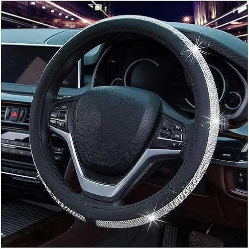 Steering Wheel Rhinestone Cover, Wheel Cover for Car, Universal 15 Inches Diamond Steering Wheel Cover, Fits Most CarsSUVTrucksMinivans,Black