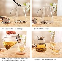 Vista 7 de CNGLASS 30.5oz/900ml Glass Teapot Stovetop Safe,One-Touch Clear Tea Kettle,Blooming and Loose Leaf Tea Maker