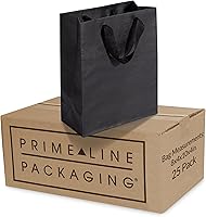 Vista 12 de Prime Line Packaging Bolsas de regalo negras, bolsas de papel kraft con asas para compras, pequeñas empresas, boutique, tiendas minoristas