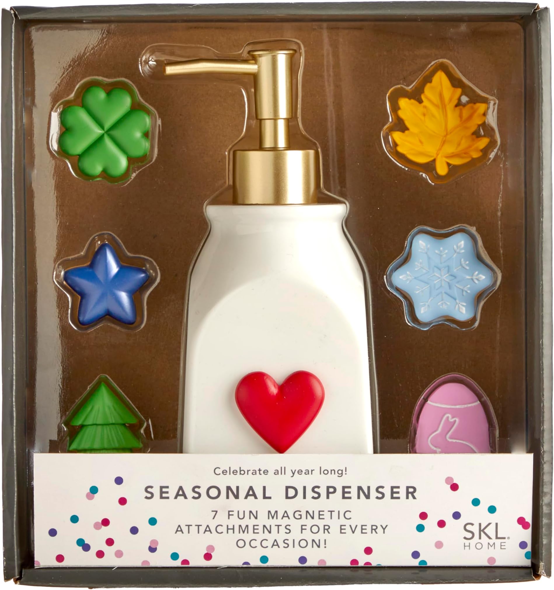 SKL Home Seasonal Soap/Lotion Dispenser Gift Set with 7 Interchangeable Magne...