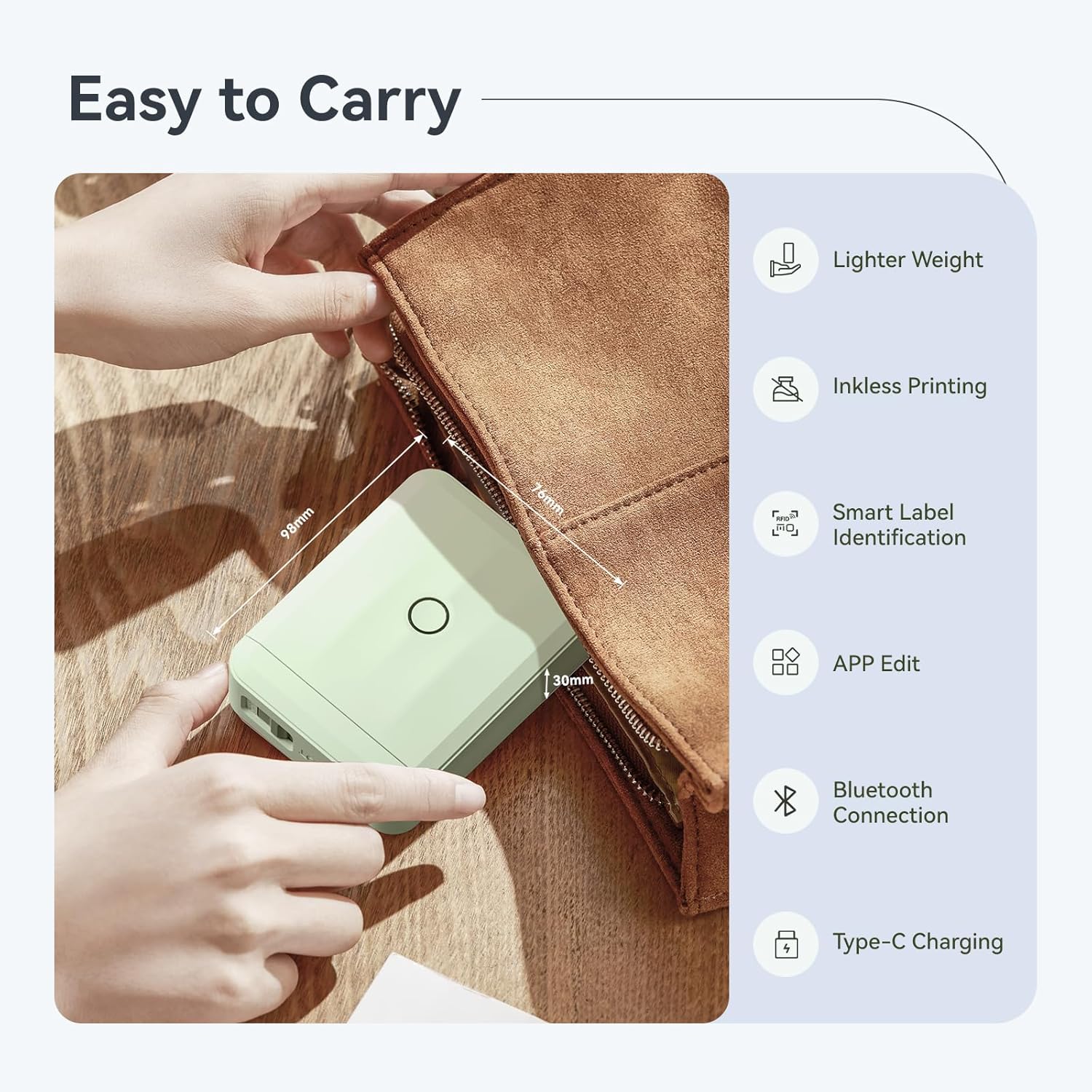 NIIMBOT D110 Upgraded Version Mini Label Maker Machine with Tape, Portable Bluetooth Thermal Printer, Sticker Labeler with Multiple Templates for Office Organization Home Kitchen School, Green - Image 9