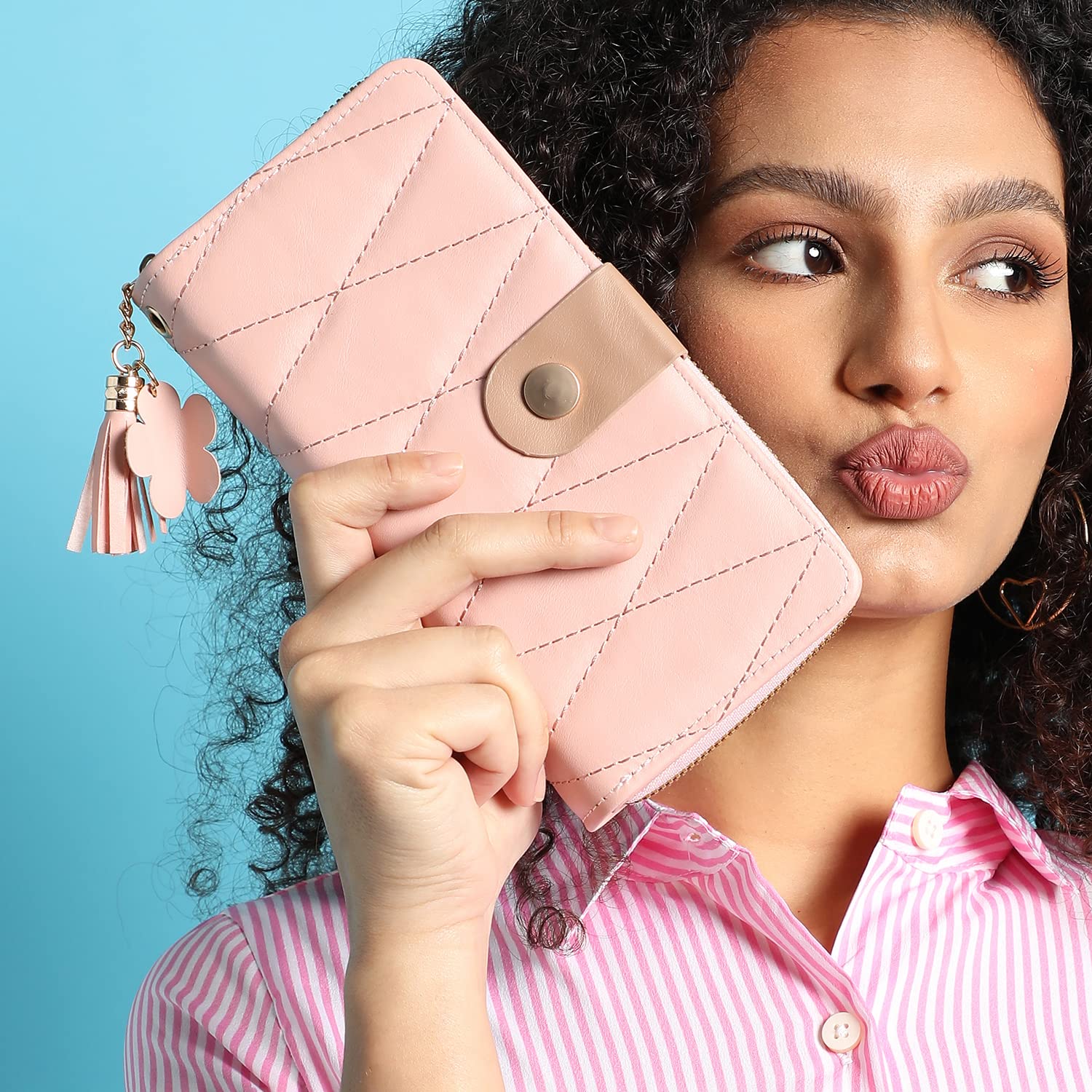 Haute Sauce Women Pink Textured Vegan Leather Wallet for Casual Wear | Zip Closure | Slim and Easy to Fit in Hand & Bags | Latest Stylish Purse with Pocket & Multiple Card Holders for Ladies 2