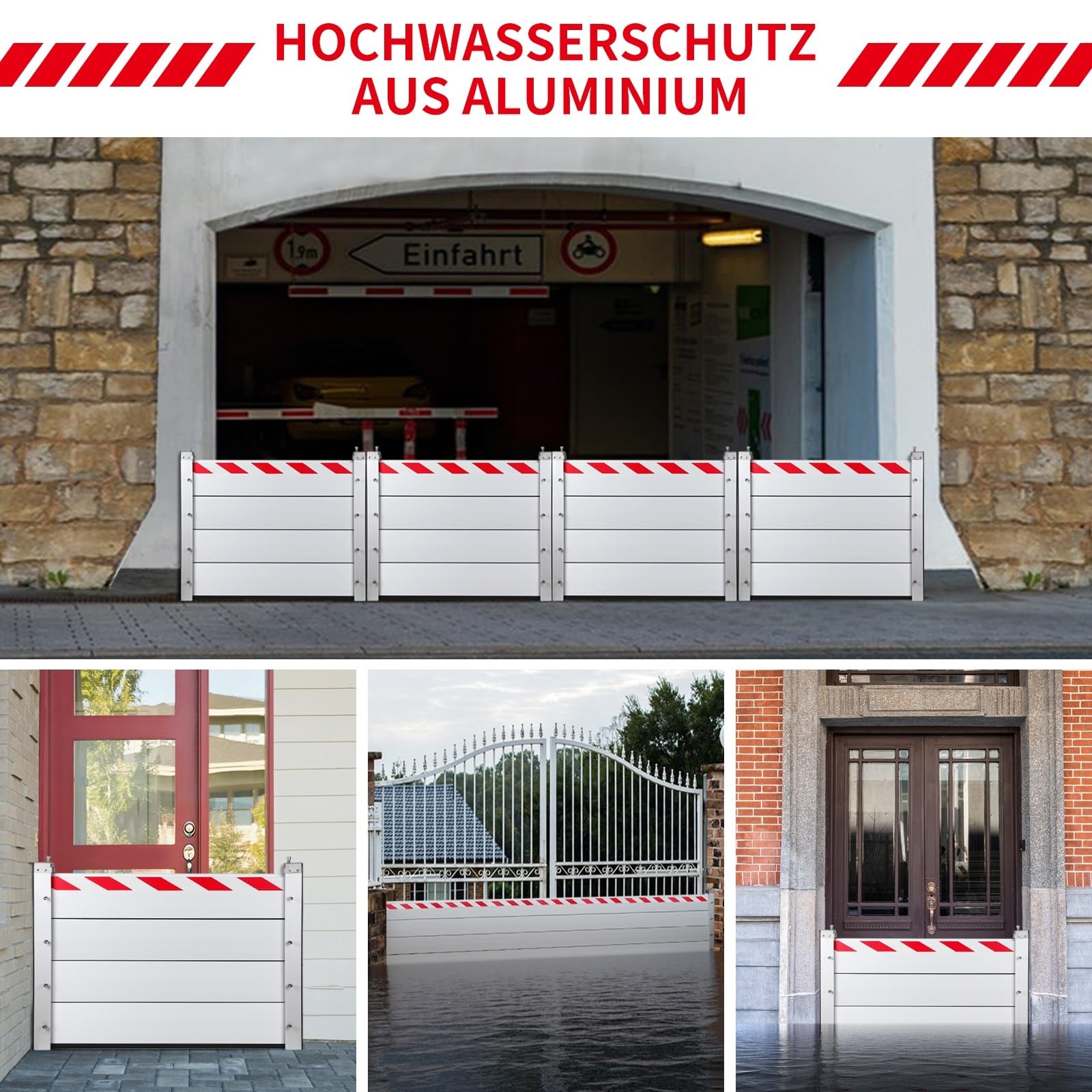 Aluminium Hochwasserschutz Barriere Hochwasserschutz Barriere Aussen Mobile Hochwasserschutz Barriere Wiederverwendbar Bei Starkem Regen Geeignet Für Garage, Keller, Haustür, Auffahrt(110 * 20cm)
