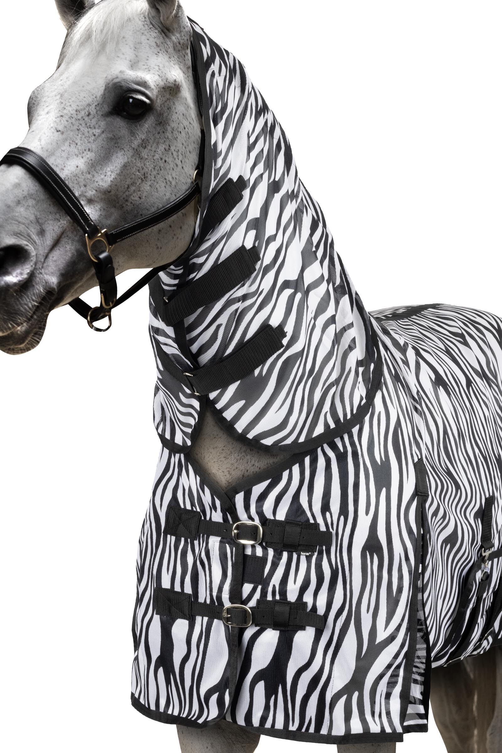 Horze Caballos Defender - Manta antimoscas con parte abdominal, protector de cuello y cola, protección contra insectos y protección UV