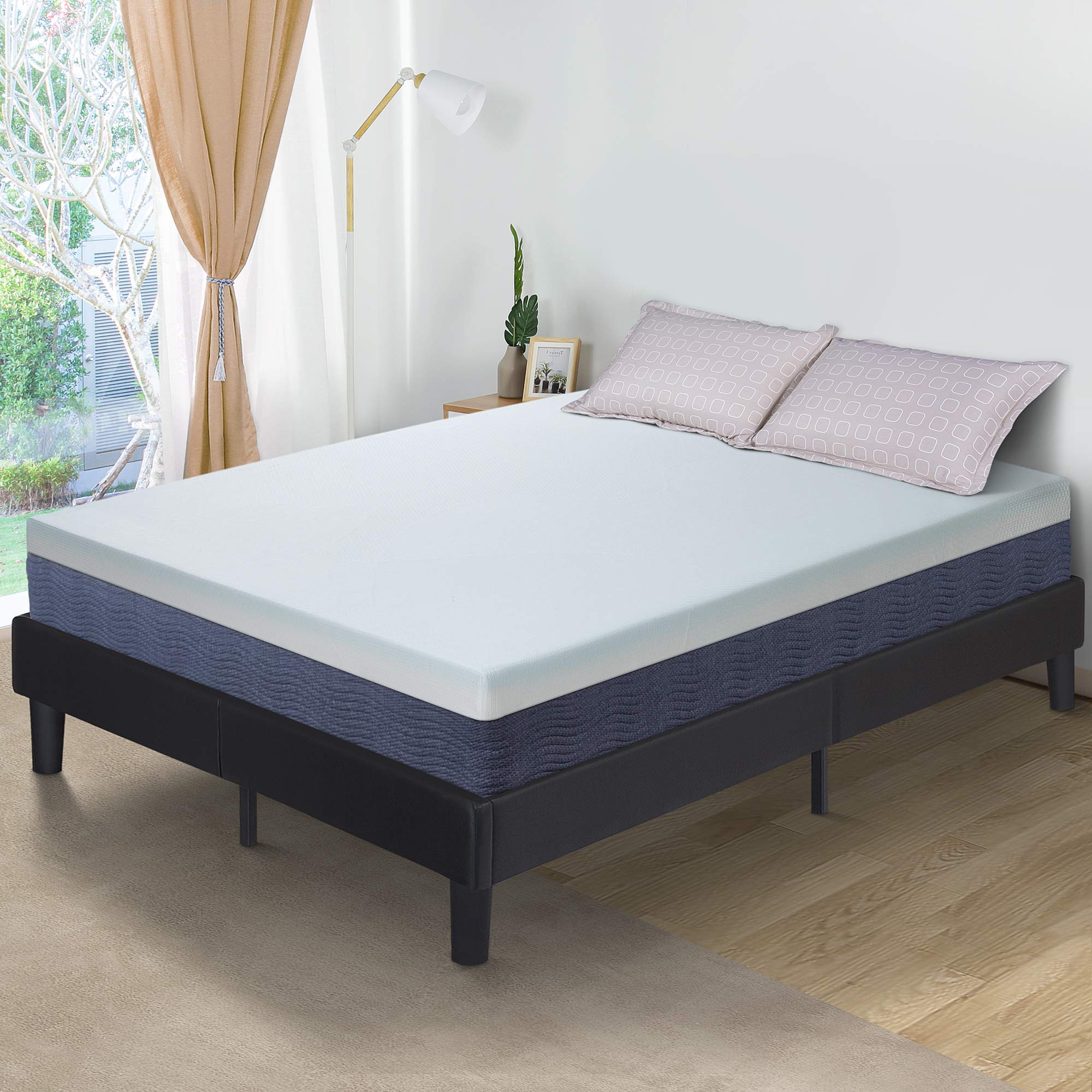 Olee Sleep4 Inch Memory Foam Topper, Queen, White