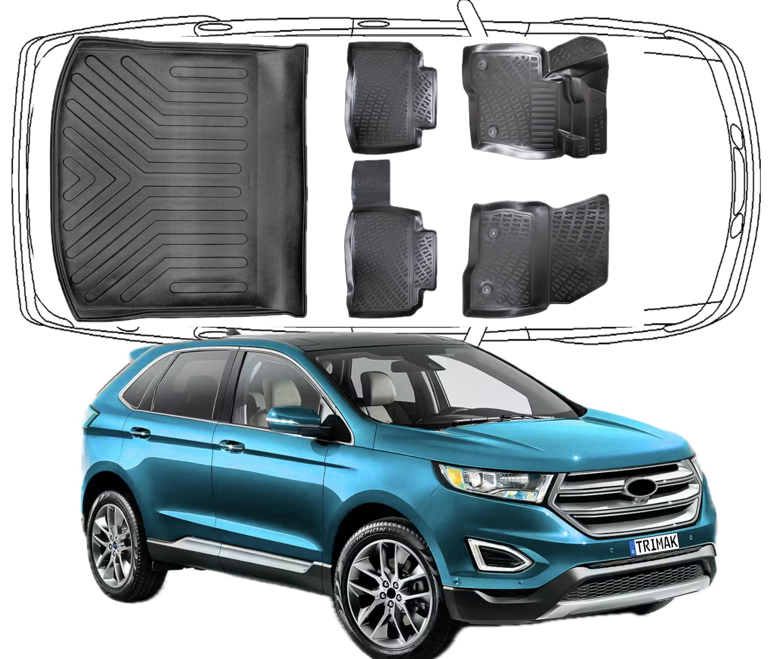 Trimak 3D Fussmatten & Kofferraumwanne für Ford Edge 2.Gen 2015-2022