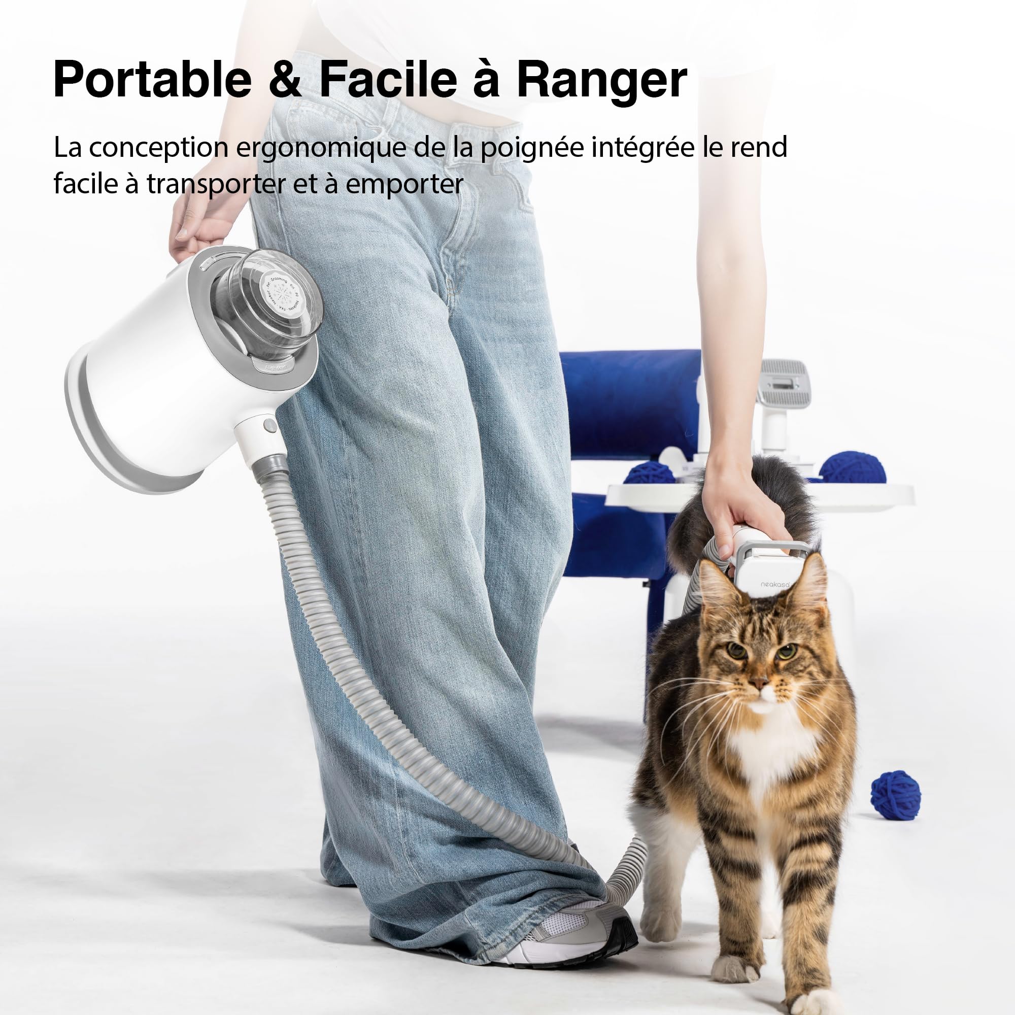 Neakasa P0 Tosatrice per cani con aspirazione a Vuoto per Animali Domestici, toelettatura silenziosa per Cani e Gatto Pelo Lungo Professionale, toelettatura Per la depilazione (Bianco)