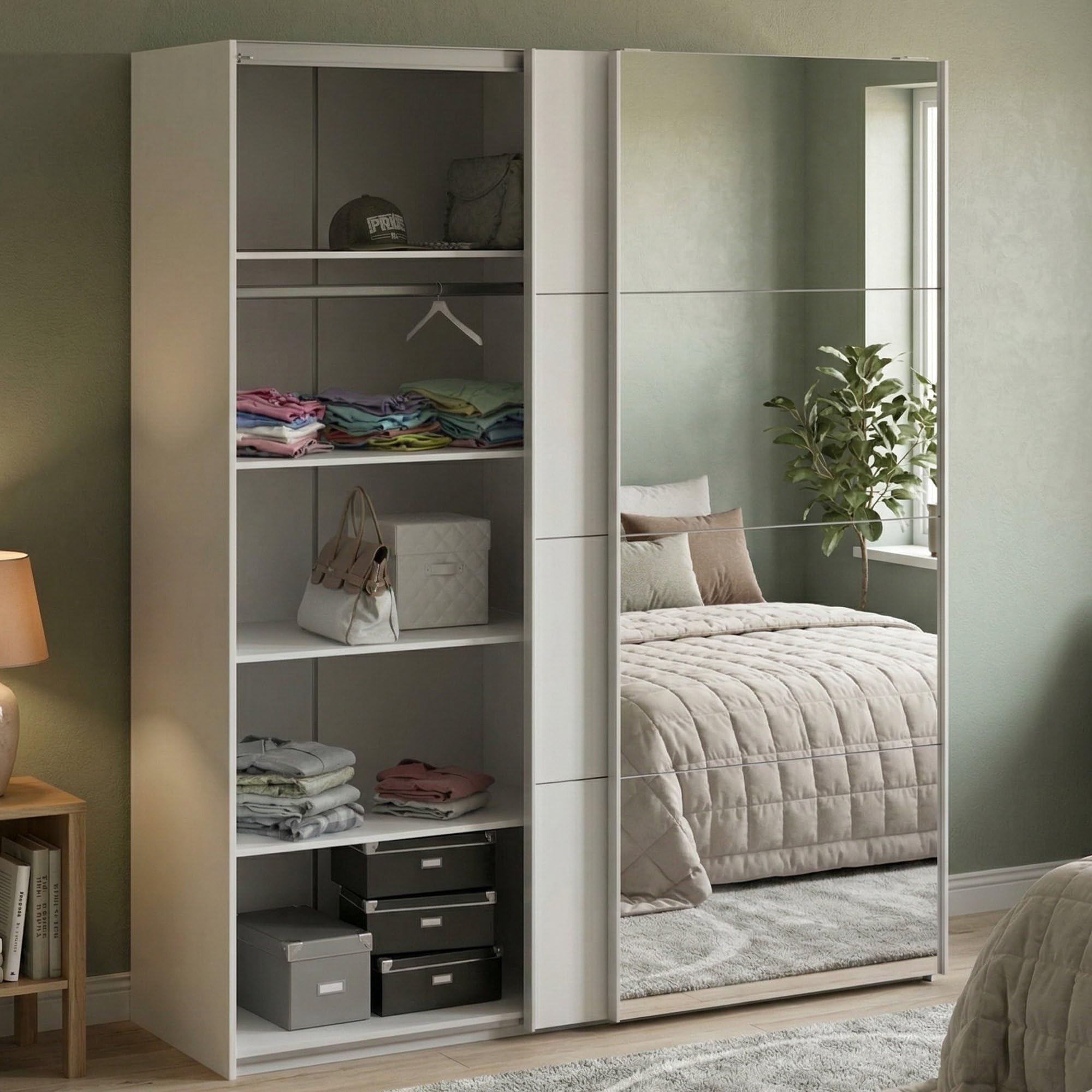 Dmora - Kleiderschrank 2 Türen Elina, Schlafzimmermöbel, Schrank, Garderobe, 182x61 h220 cm, Weiß