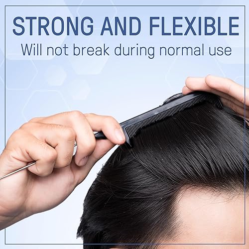 Miniatura 4 de Paquete de 4 peines de cola de rata de fibra de carbono, fibra de carbono, acero inoxidable, resistentes al calor, juego de peines para trenzar,