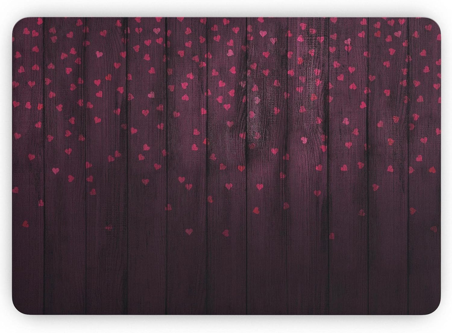 DesignSkinz - Falling Micro Hearts Over Burgundy Planks of Wood - Full-Body Wrap Protective Decal Skin Kit Compatible with MacBook 13" Pro M1 (A2338)