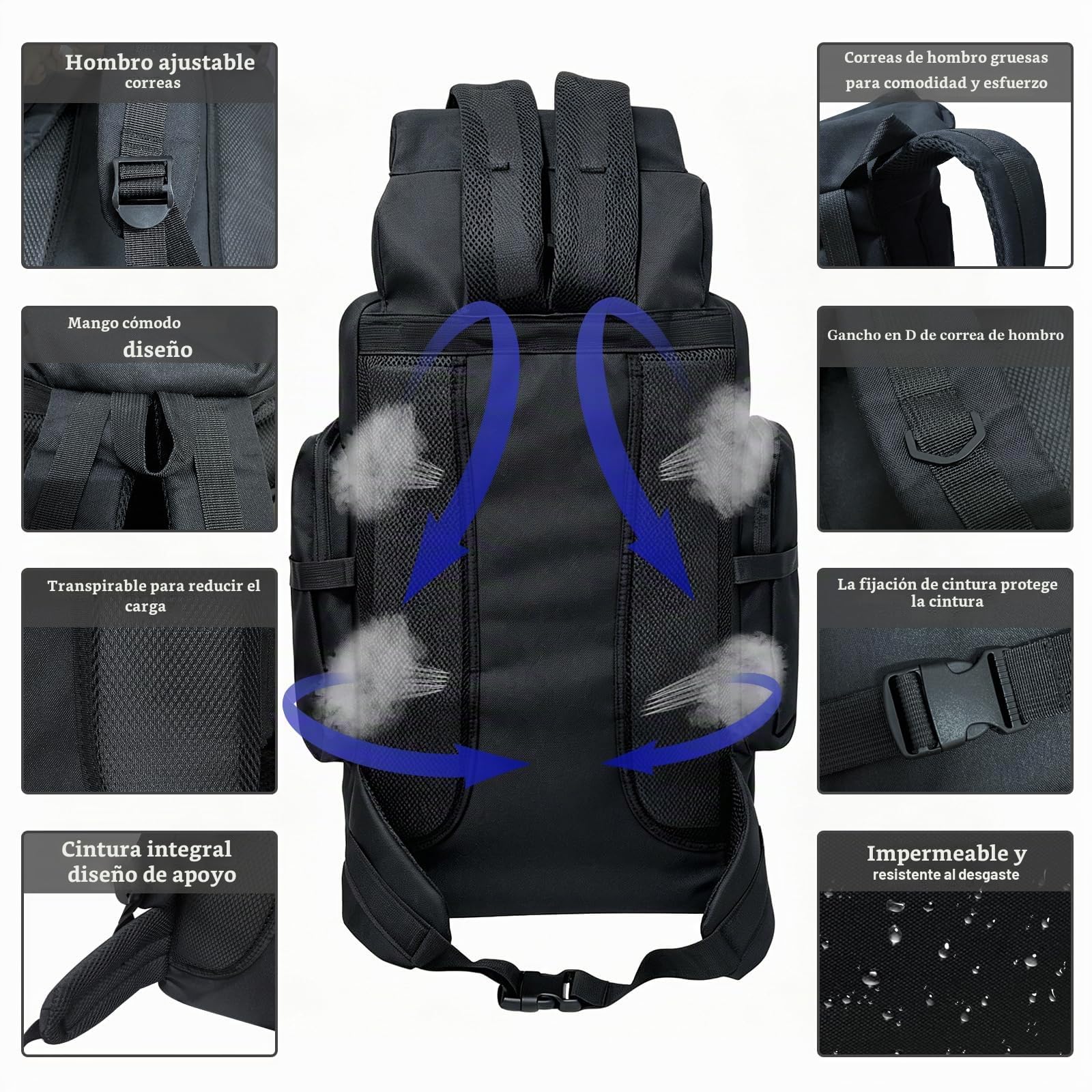 80L-100L Mochila de Senderismo Mochila de Camping Mochila Molle Táctica Militar al Aire Libre de Gran Viaje Escalada Montañismo Mochila de Mano Mochila de Trekking para Hombres y Mujeres