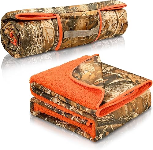 Miniatura 15 de Tirrinia Manta impermeable para exteriores con forro sherpa, resistente al viento, triple capa, cálida y cómoda, plegable para camping, estadio