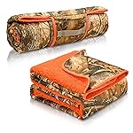 Tirrinia Waterproof Outdoor Blanket with Sherpa Lining, Windproof Triple Layers Warm Comfy Foldable for Camping Stadium, Sports, Picnic, Grass, Travel, Camo Orange Emergency Car Blanket 51\'\'X 59\'\'