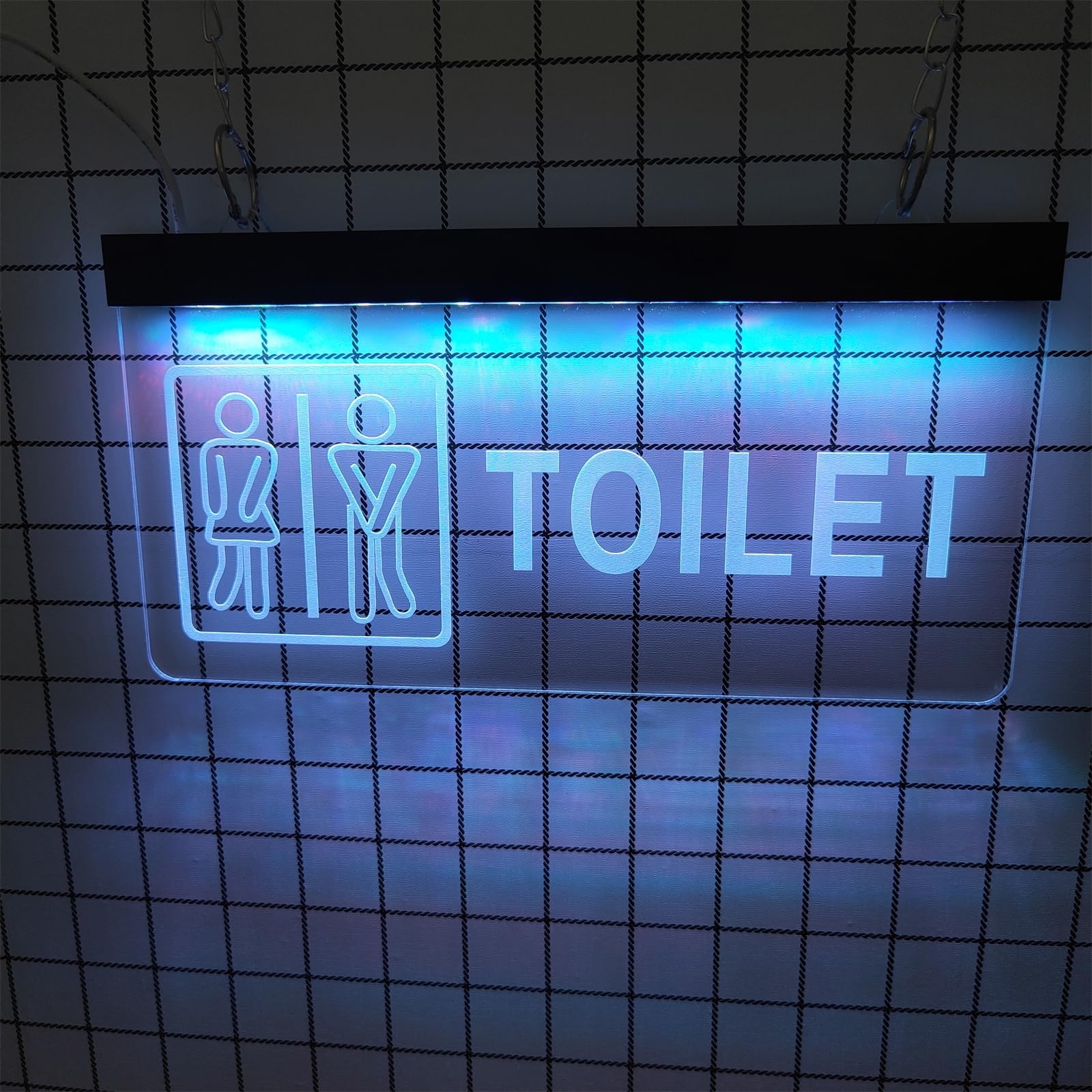 REWIS Funny Women's Left And Men's Right Toilet LED Neon Signs, Plug-In Powered Neon Lights, for Bar Mall Hotel Restroom Wall Hanging Light Up Sign Decor,White,30x15cm