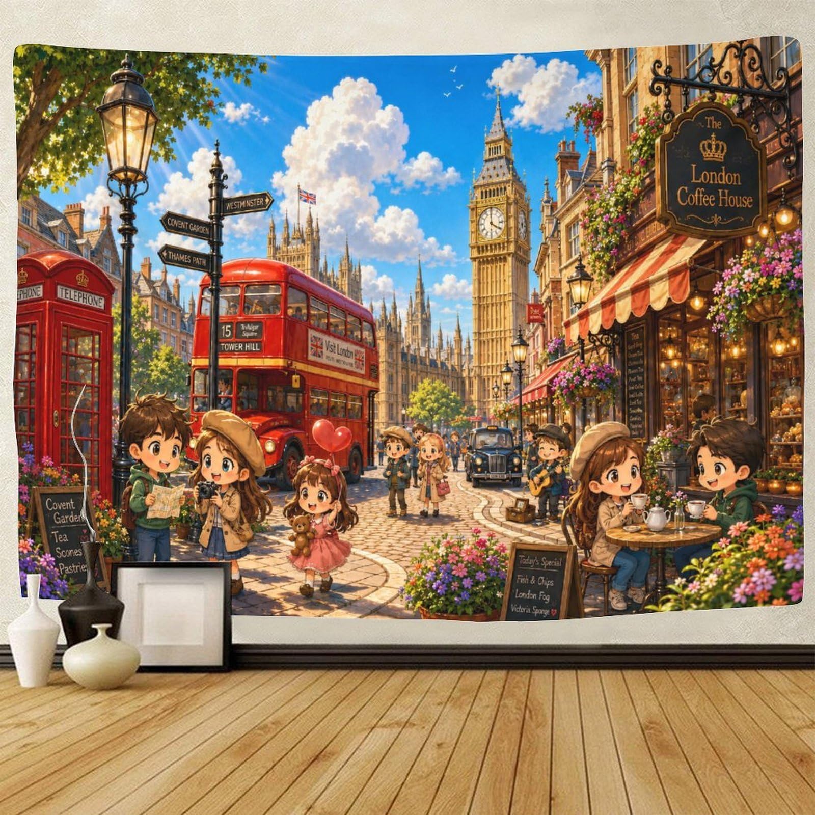 GPMNBCXZK London Big Ben City View 3D Print Wall Tapestry Wall Art Decor Tapestries Poster Curtain Living Room College Dorm 150cmx200cm