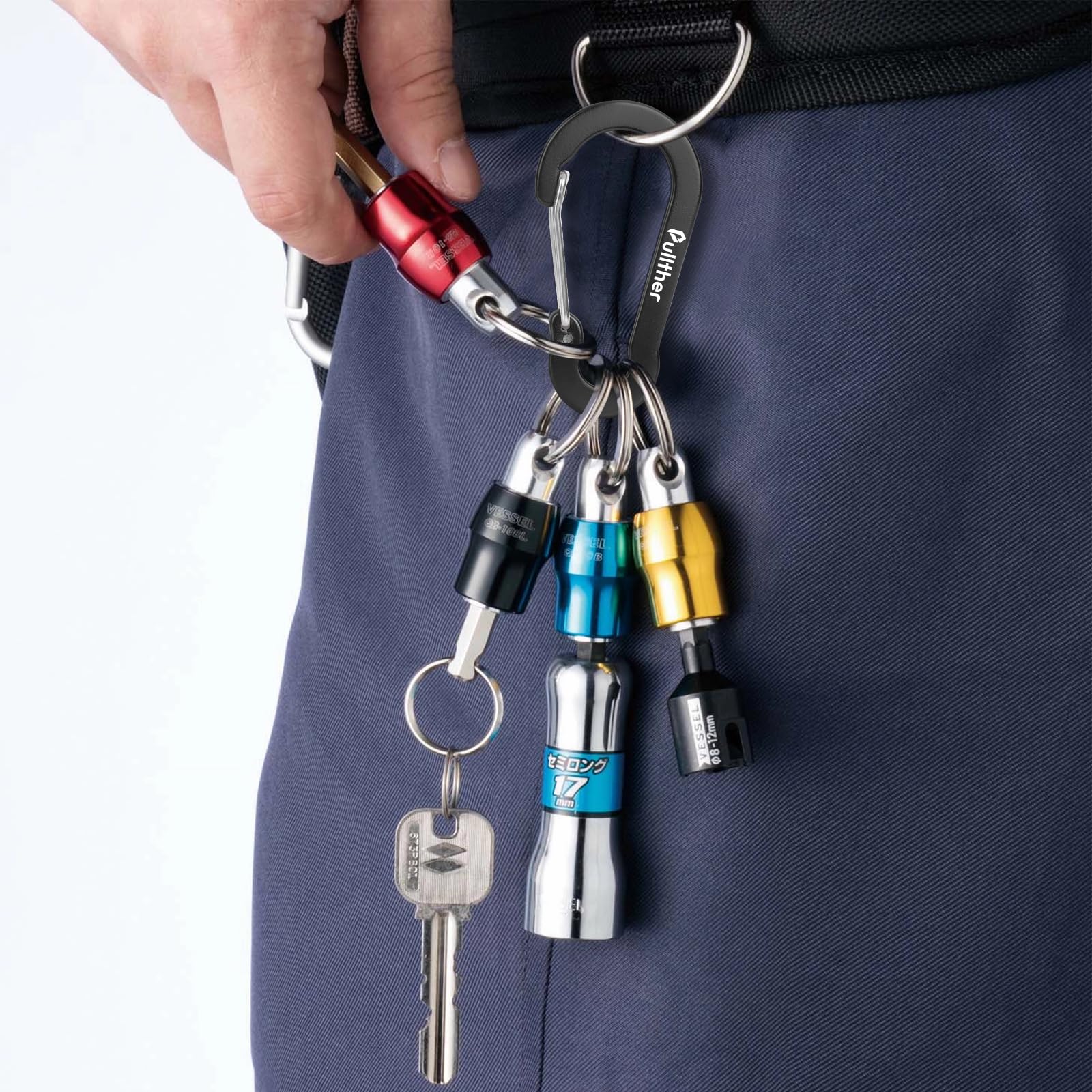 pullther 10 Pezzi Moschettone Multipli, 70mm/2.76'' moschettoni portachiavi piccoli, Aluminium D-Ring Gancio Portachiavi per Outdoor Sports, Hiking, Camping, Pesca