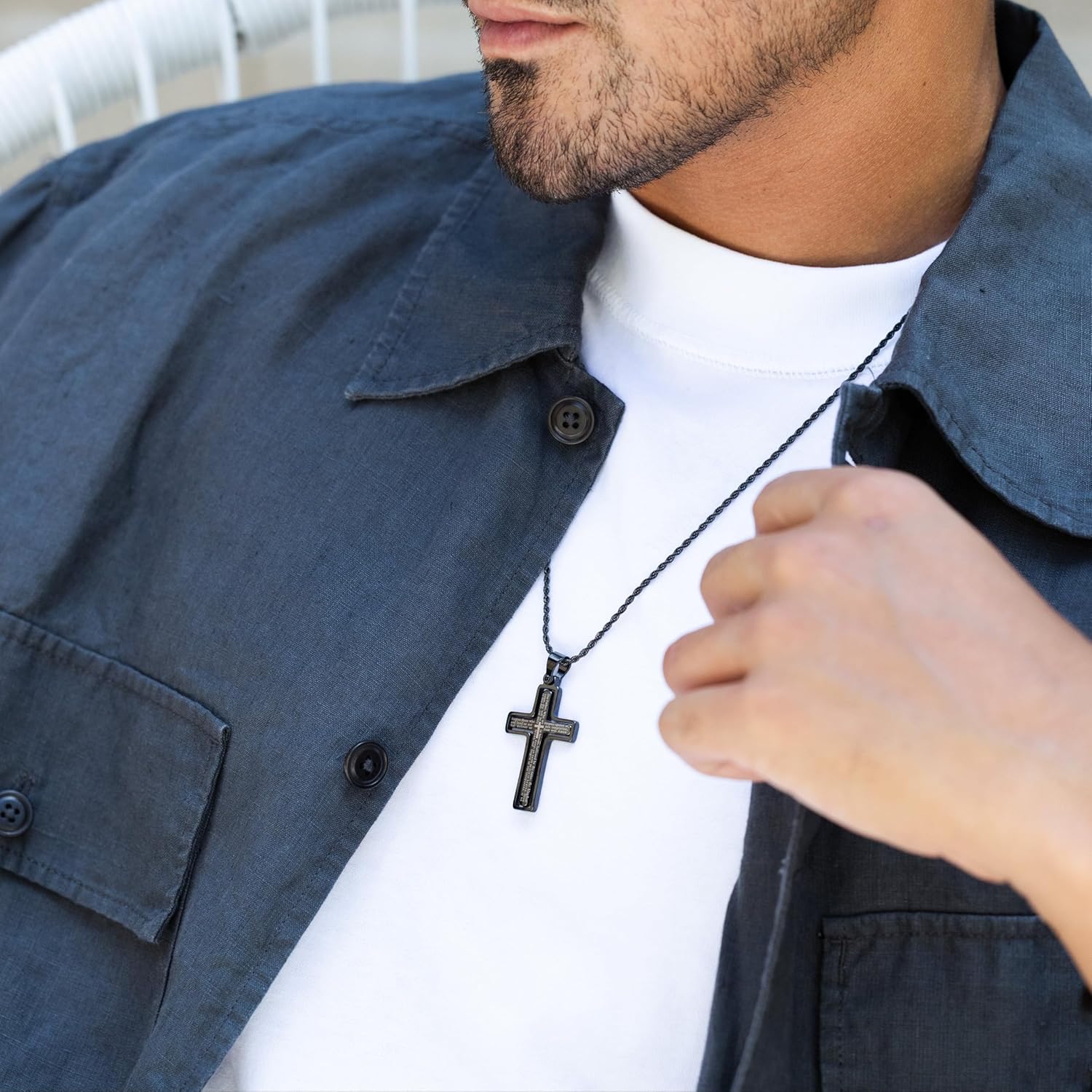 EVE'S ADDICTION Men's Spinner Cross Lord's Prayer Pendant Necklace - Gifts for Dad - Image 4