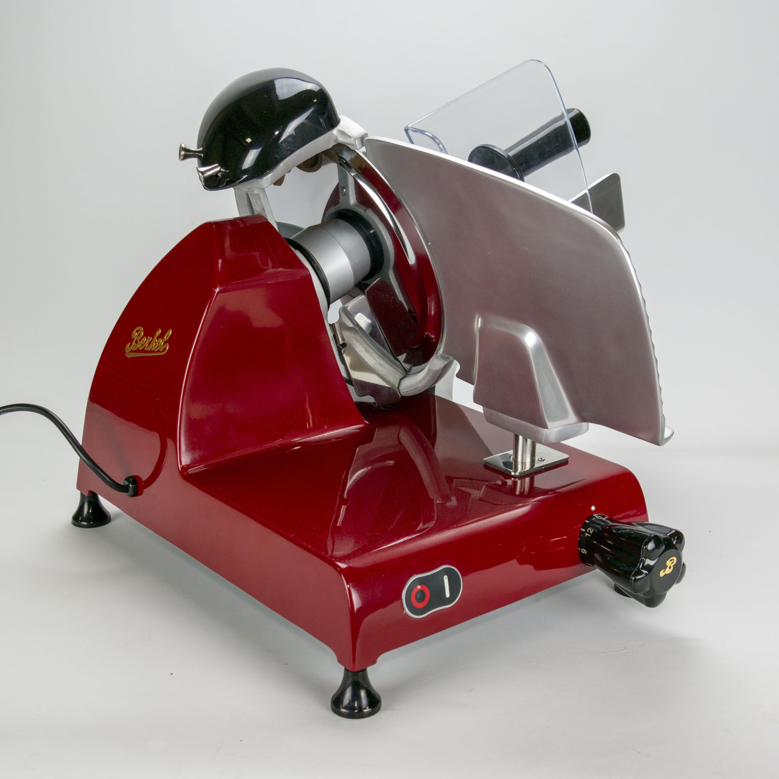 Berkel Aufschnittmaschine - Red Line 250 rot - Profi Allesschneider - Neues Modell + 100% handgefertigtes Schneidebrett