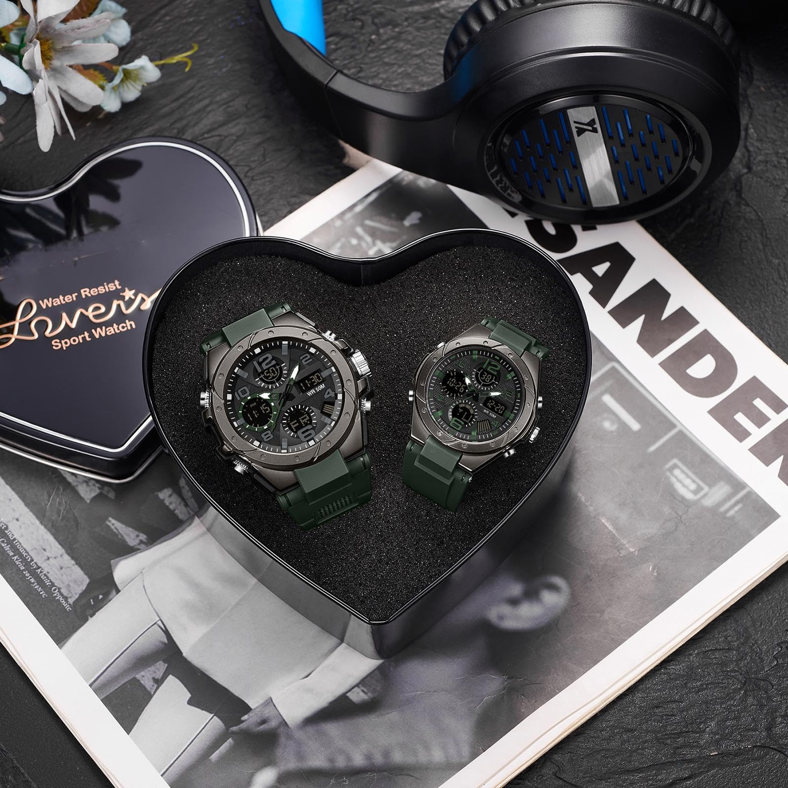 findtime Relojes de mujer blancos para adolescentes y estudiantes con despertador/cronómetro/retroiluminación LED/resistente a los golpes/fecha, reloj digital analógico para niños y niñas