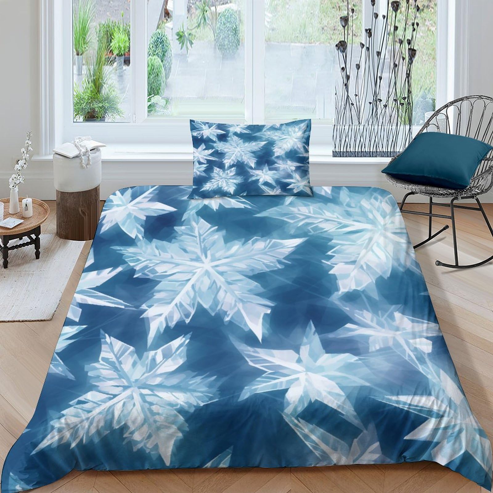 Housse de couette flocon de neige 135x200 pour lit simple