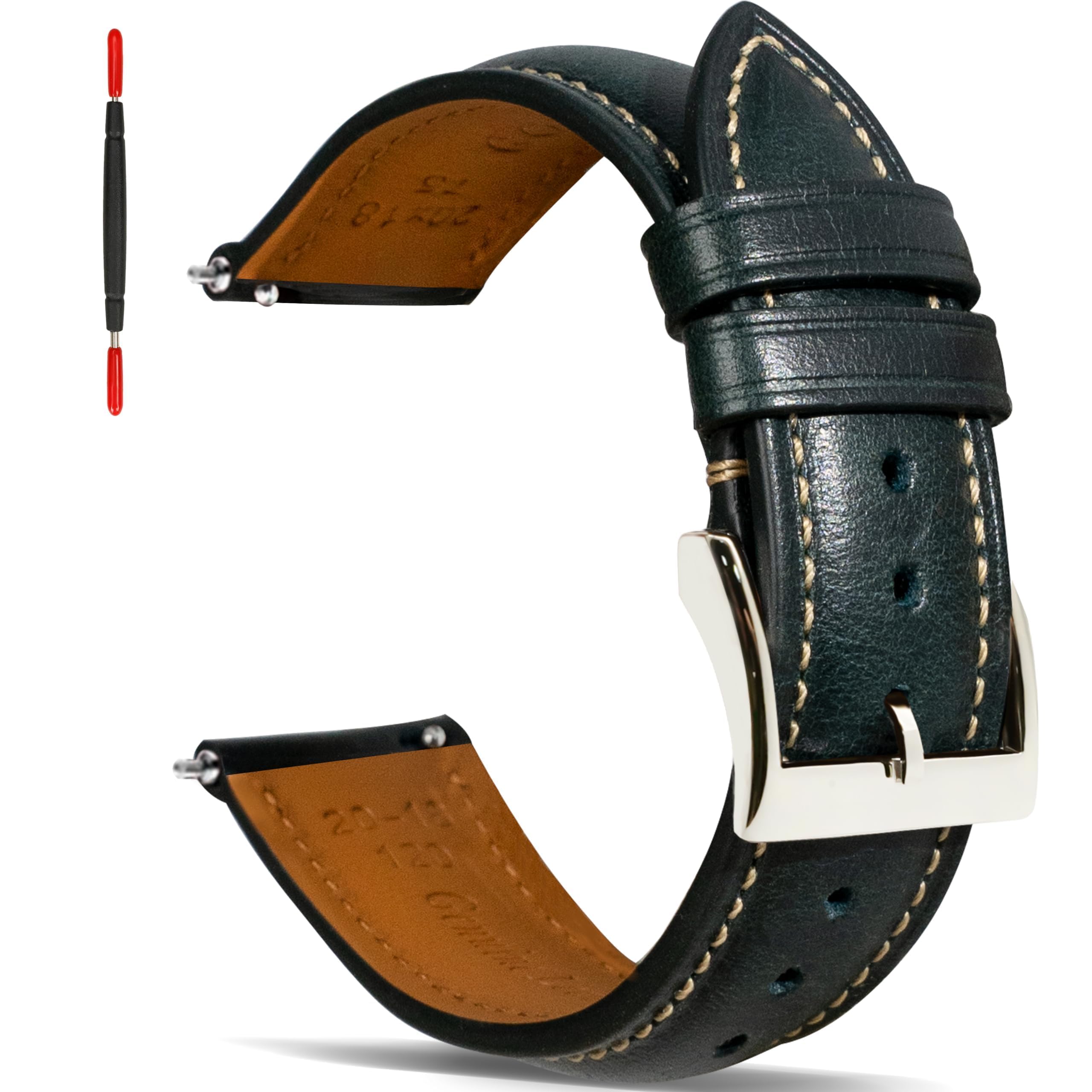 Gomvadr Quick Release Lederarmband, Vintage Öl gegerbt Pull-up Lederband Ersatz Uhrenarmbänder Männer Frauen 16mm 18mm 19mm 20mm 21mm 22mm 24mm