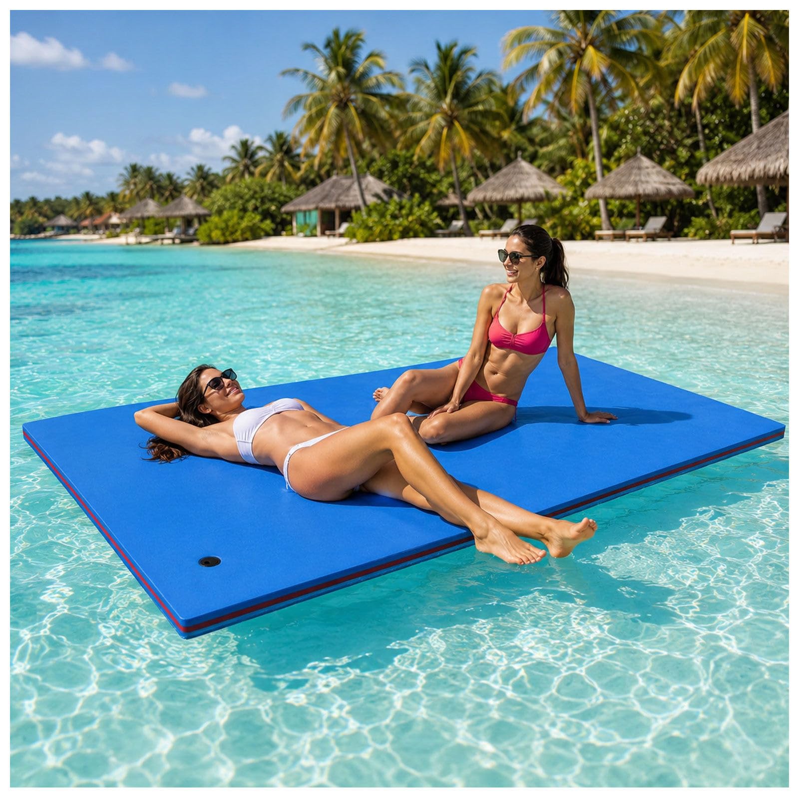 Tappeto Galleggiante 4-6 Adulti, Schiuma XPE, Mare Fiume 110x40cm | Design arrotolabile con cinghie trasporto per stoccaggio compatto
