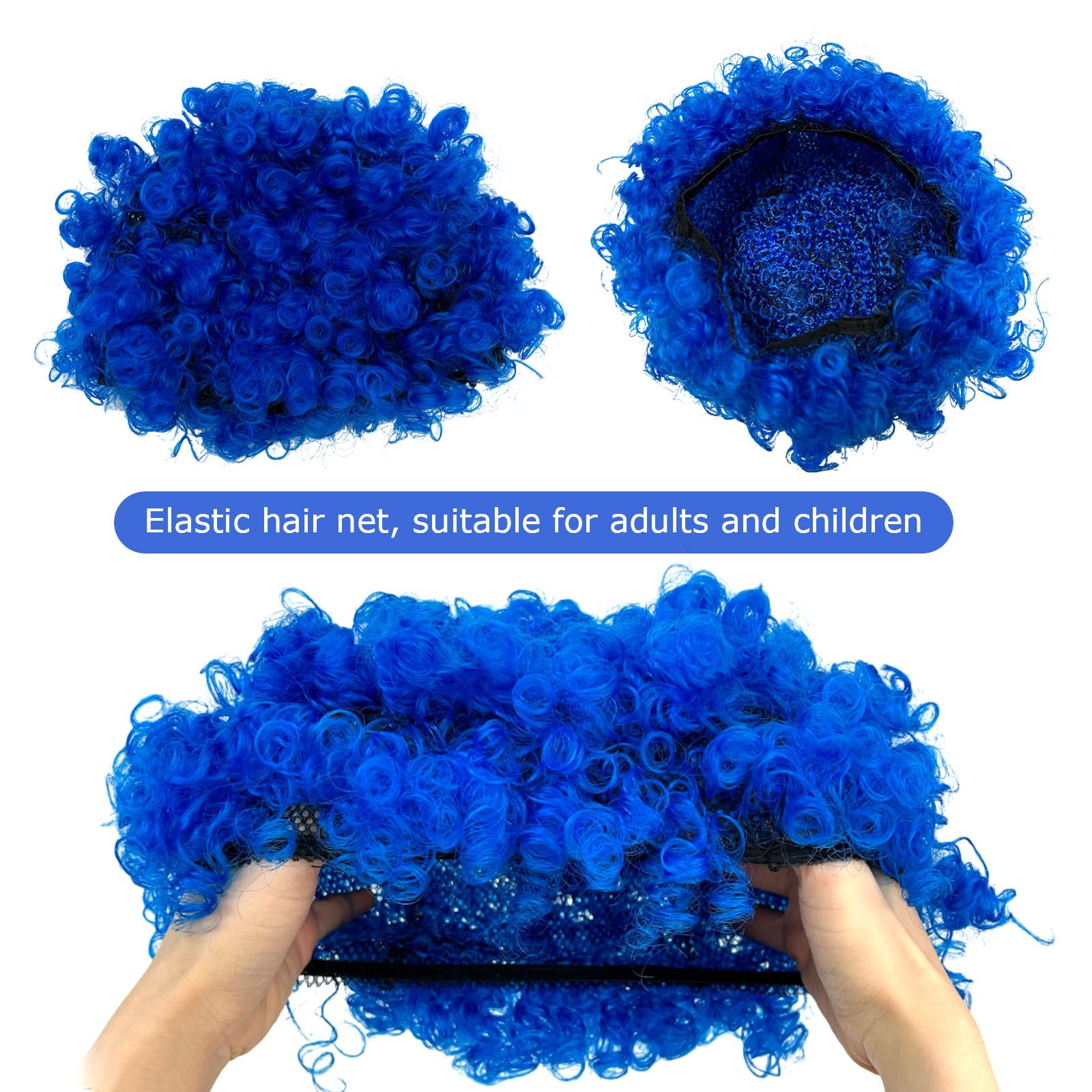 EUPSIIU Afro Curly Hair Wig for Men and Women - Blue Unisex 80's Disco Style for Daily Use Cosplay, Party, Fancy Dress - Image 2