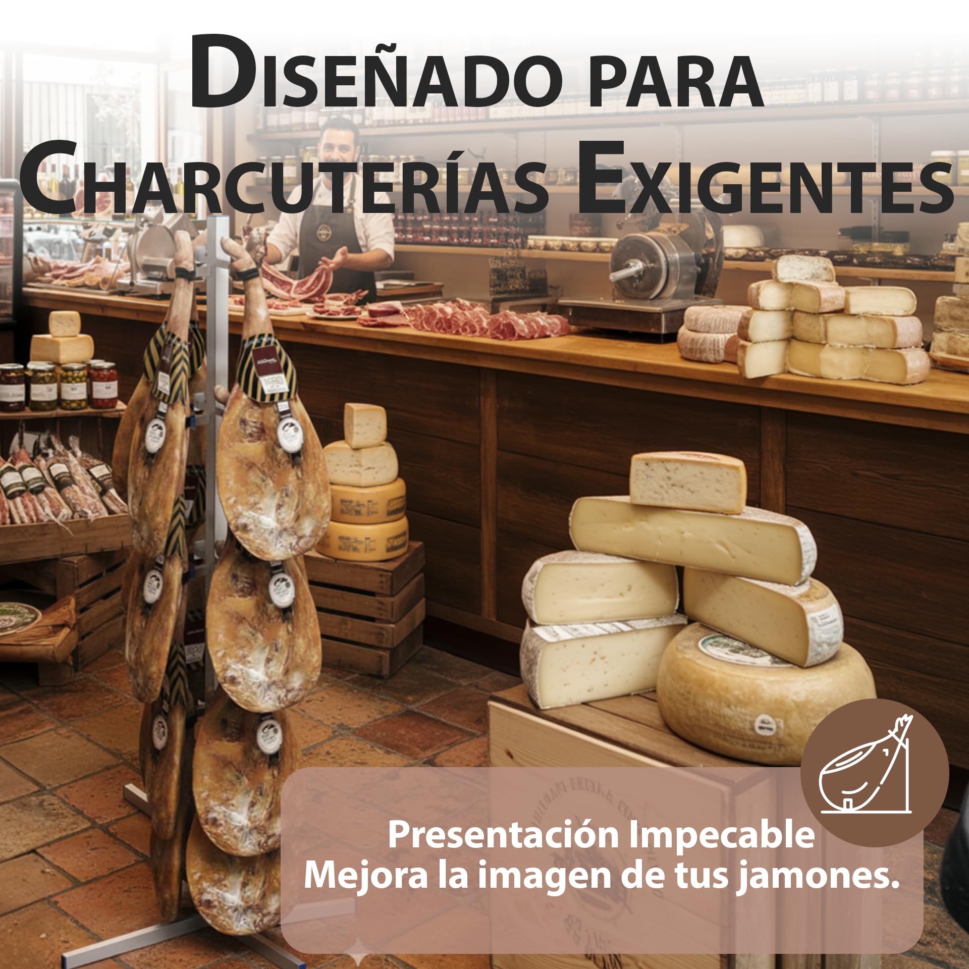 BALSAT Expositor Colgador De Jamones Vertical | Jamonero Profesional 360º Para 16 Jamones | 200x80x80 | Soporte Inoxidable y Duradero | Apto Uso Alimentario | Ideal Charcuterías y Restaurantes
