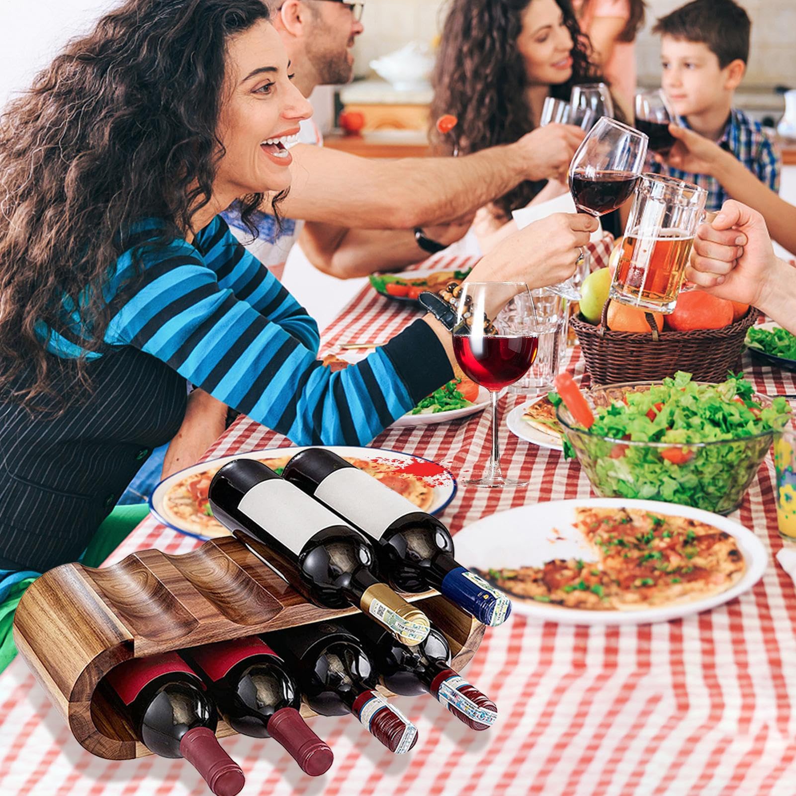 Portabottiglie In Legno A 2 Ripiani 8 Posti Organizzazione Risparmio Spazio | Di Archiviazione Per Vino Per Appassionati Regalo Casa Arredamento Interni