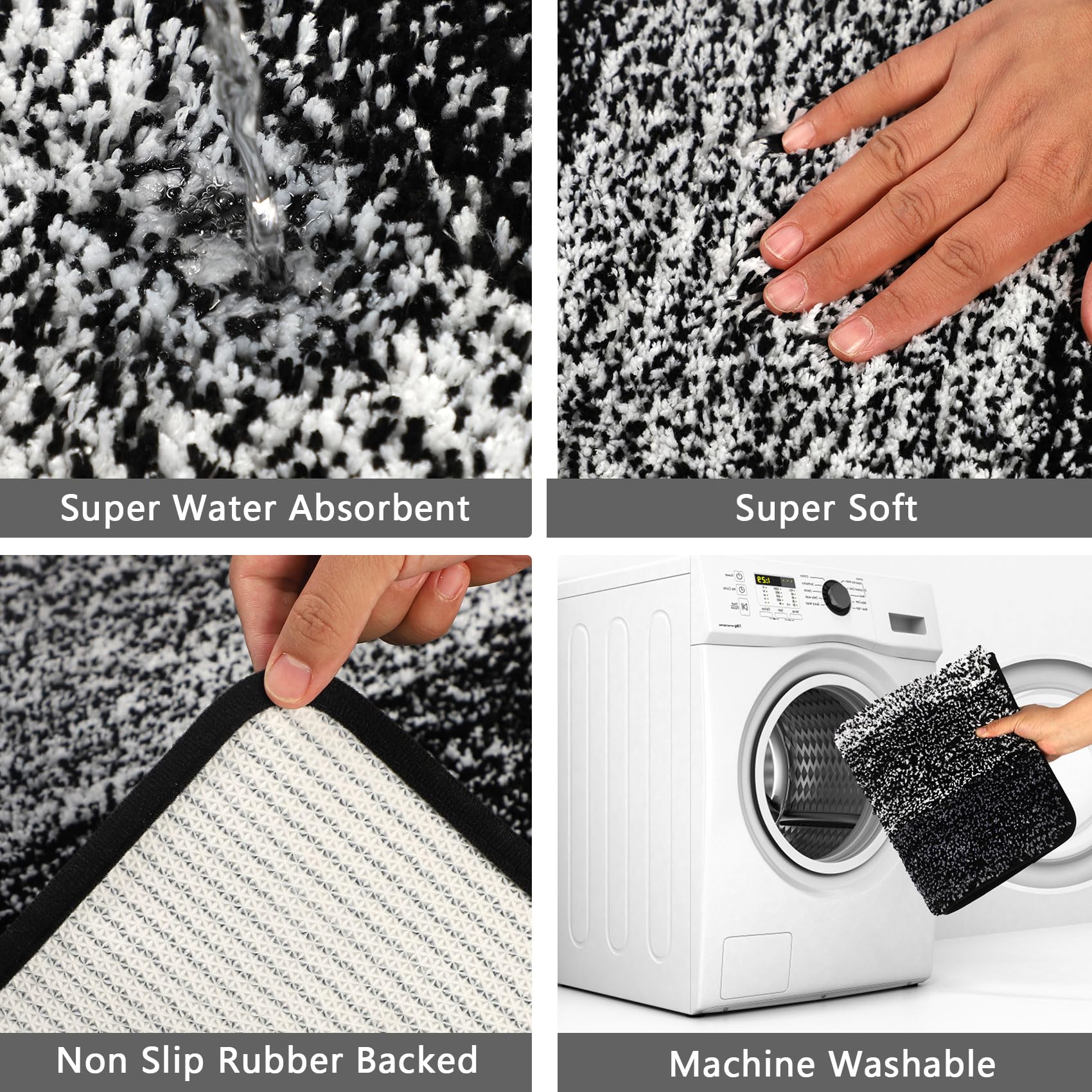 Famibay Toilet Pedestal Mat Only WC Toilet Rug Non Slip Super Absorbent U Shape Bath Mat Microfiber Soft Washable Bathroom Floor Rug - Image 3