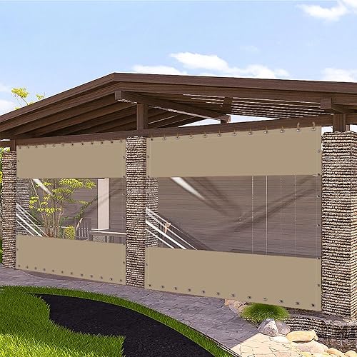 Miniatura 25 de Cortina de vinilo para exteriores de 20 onzas, cortina de panel transparente para exteriores, cortina resistente a la intemperie, para pérgola