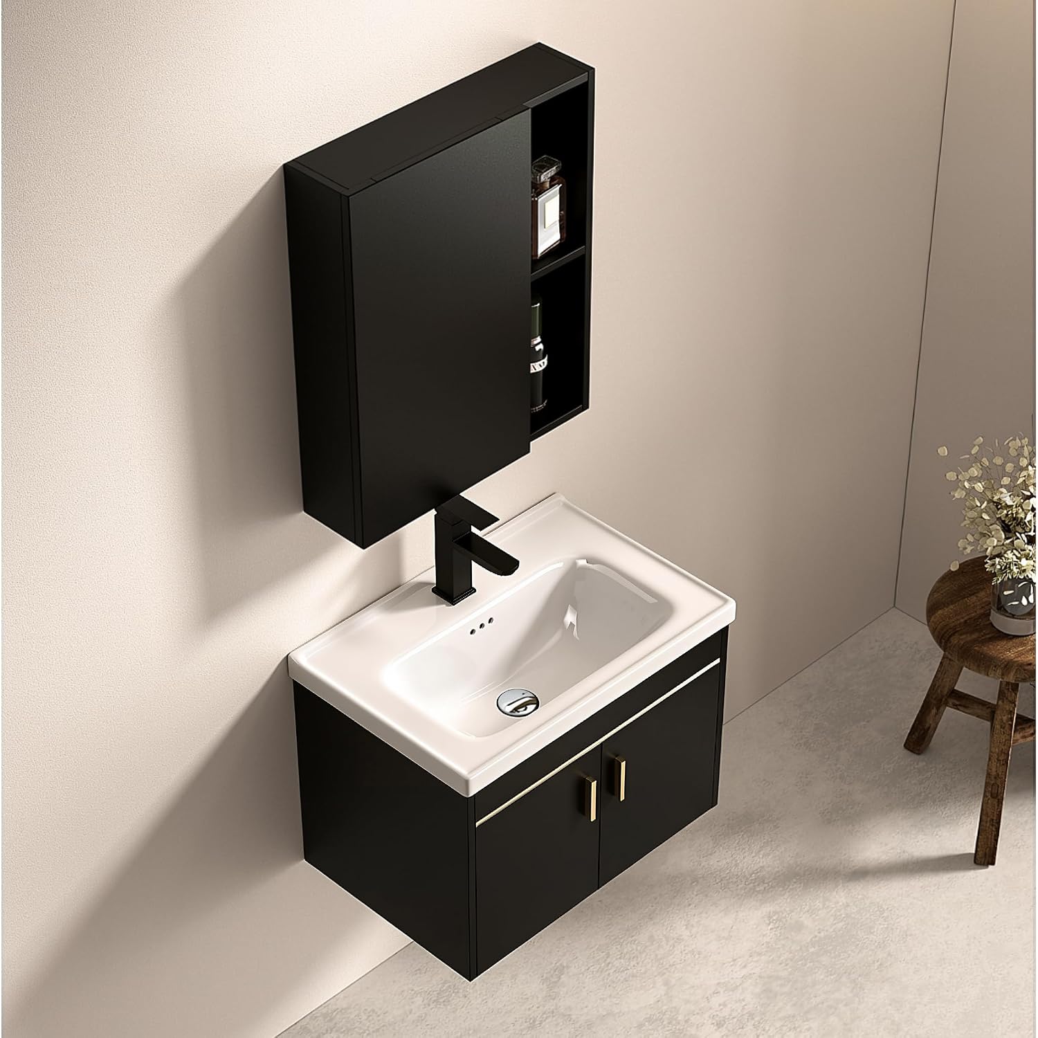 Bathroom Vanity Unit with Basin and Mirror Cabinet - Image 9