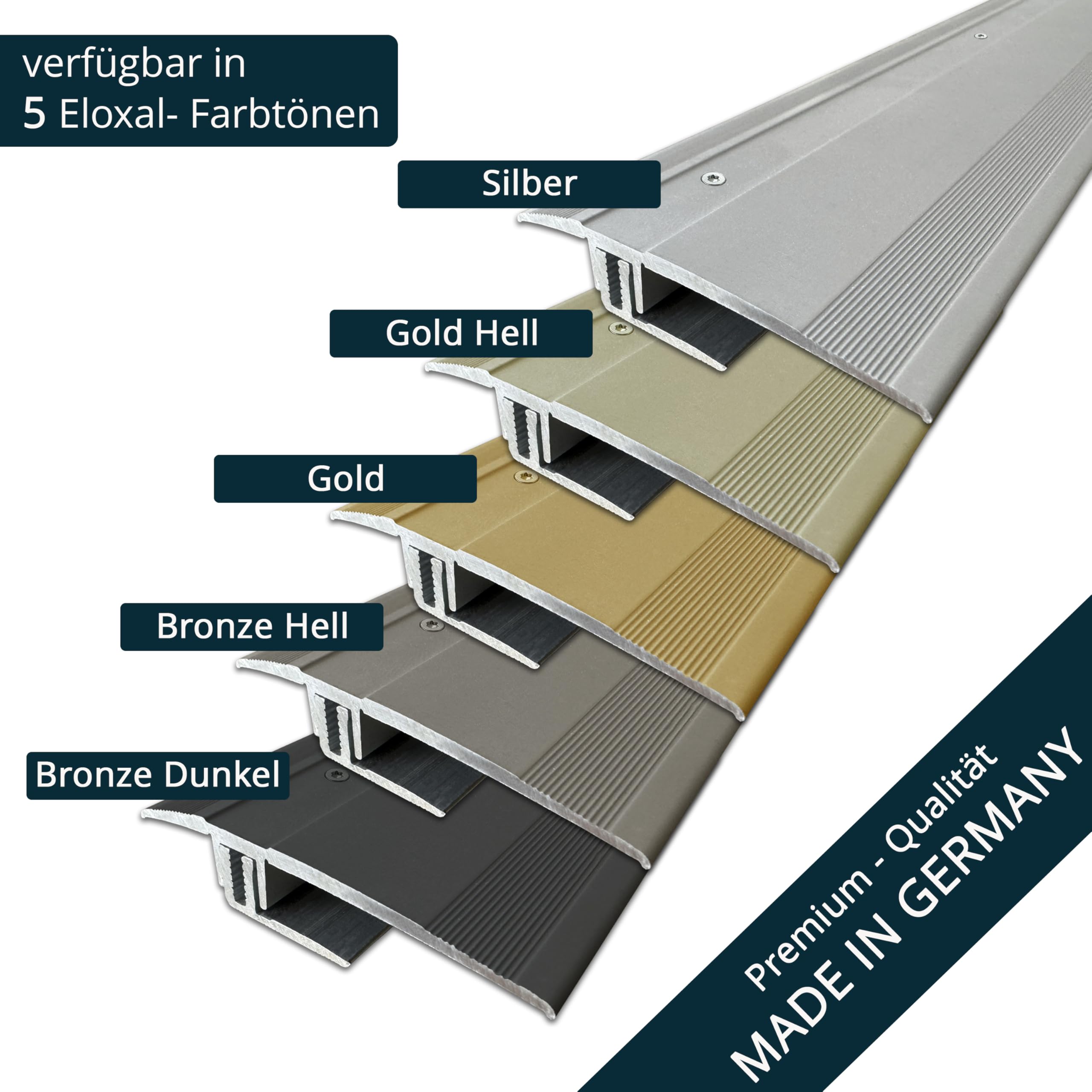 ufitec system profilowy do parkietów i podłóg laminowanych – do wykładzin o wysokości 7-16 mm – dostępny w wielu kolorach (profil przejściowy 270 cm długości | 60 mm szerokości, srebrny)