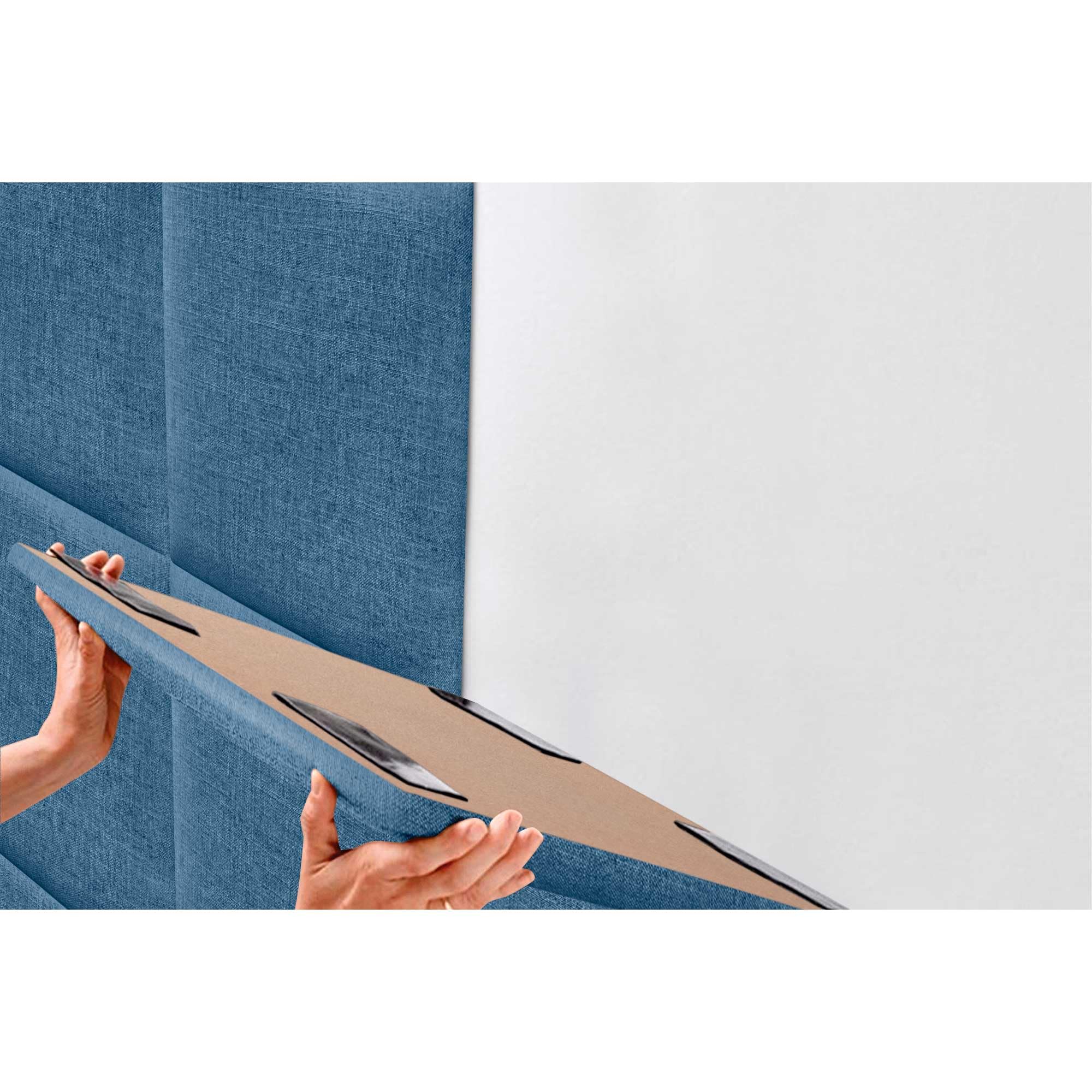 DHOME Tête de Lit Tapissée Composée de Danneaux Adhésifs Interchangeables en Lin Naturel pour Lit de Luxe Chambre Matelassée (Bleu Marine, 90cm)