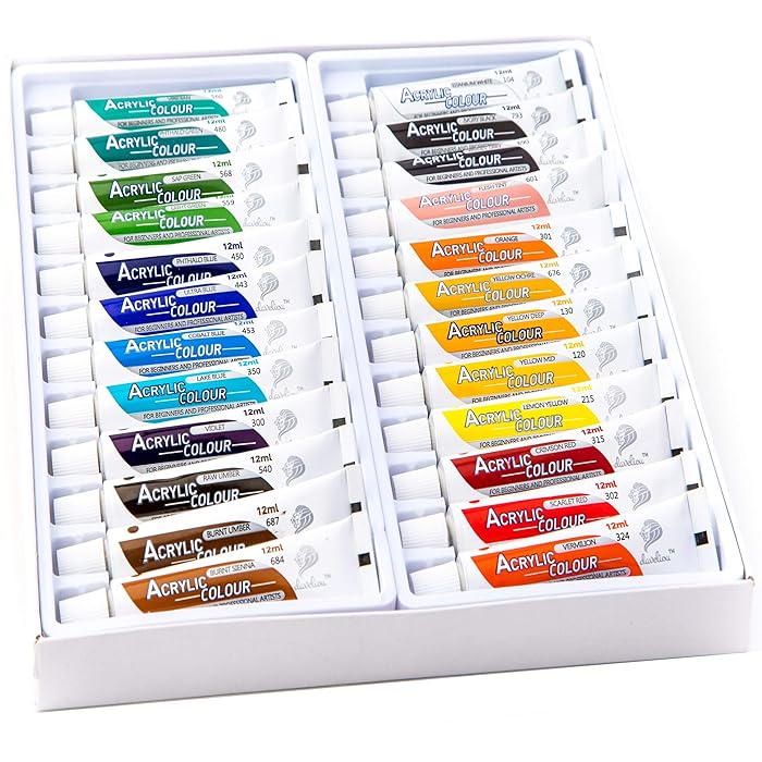 Buy Daveliou Acrylics Paint Set 12ml x 24 Paints Tubes NonToxic
