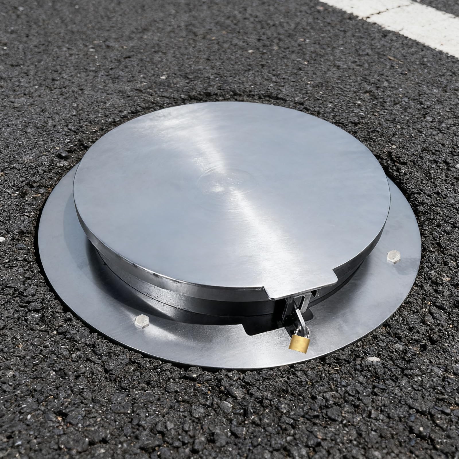 Tapa Arqueta y Marco Inoxidable, Tapa de Fosa Séptica Empotrada, Tapas de Inspección Metálica Redonda para Tanque Séptico de Concreto y Patio(70 * 70 * 5cm/27.6 * 27.6 * 2.0in)