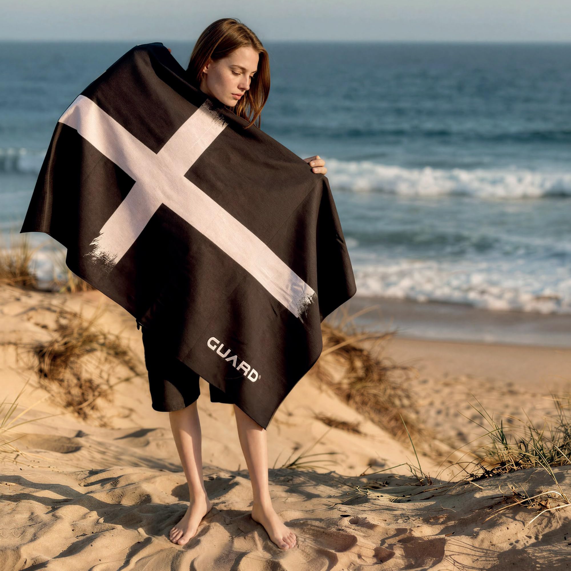 GUARD® KERNOW G.TOWEL grande telo mare in microfibra senza sabbia, 100% poliestere riciclato, ad asciugatura rapida, super assorbente, leggero asciugamano da viaggio per surf, nuoto, spiaggia