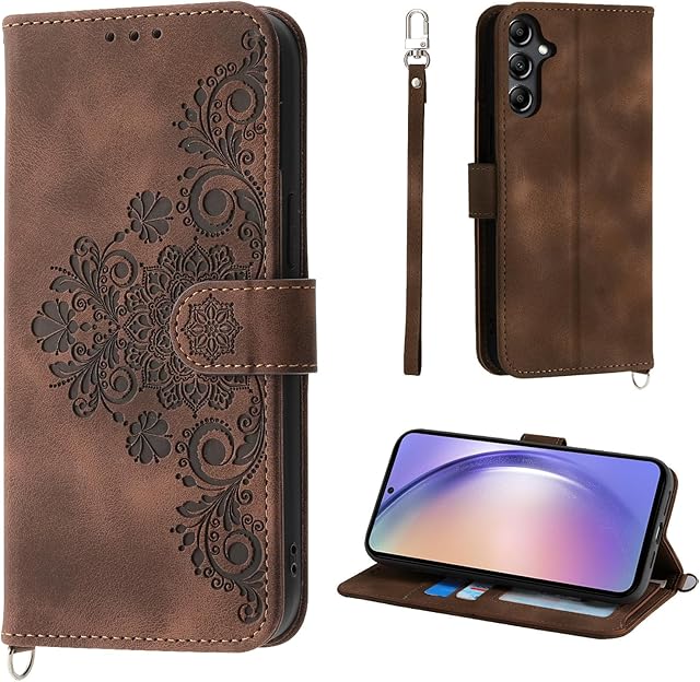 Auslbin Etui na telefon Samsung Galaxy A54 5G (2023) 6,4", styl vintage, etui ochronne ze skóry PU, kolor brązowy